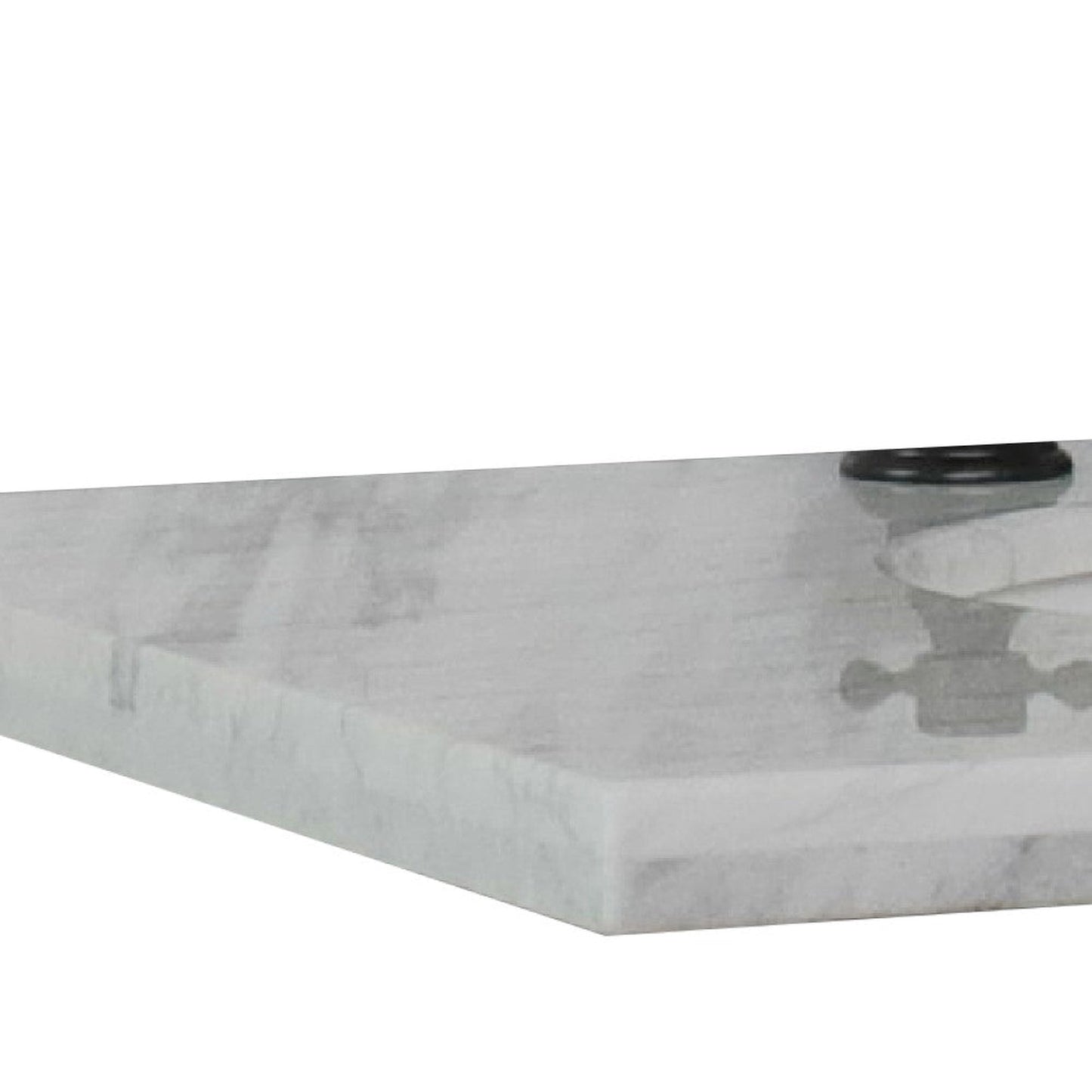 Bellaterra Home 61" x 22" White Carrara Marble Three Hole Vanity Top With Double Undermount Oval Sink and Overflow