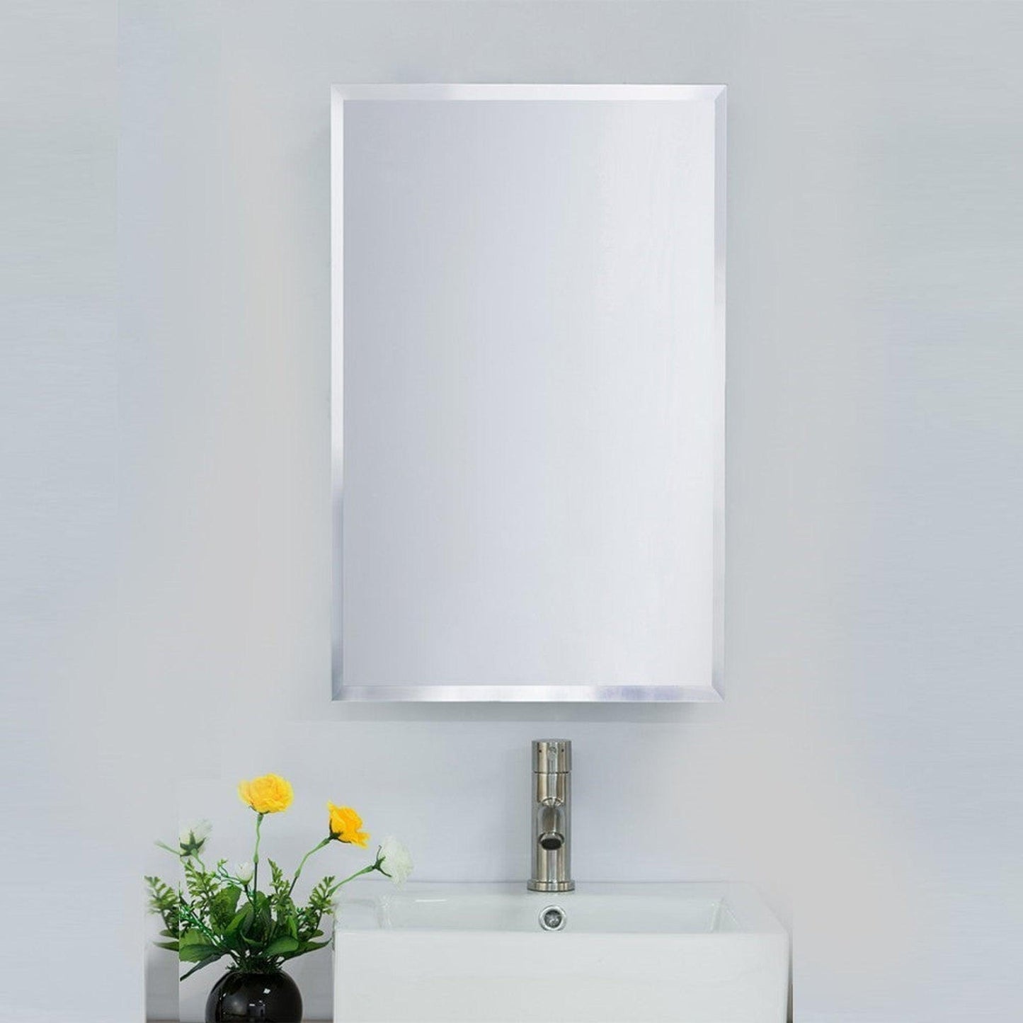 Bellaterra Home 808909A-MC 20" x 27" Rectangle Wall-Mounted Framed Mirror Medicine Cabinet
