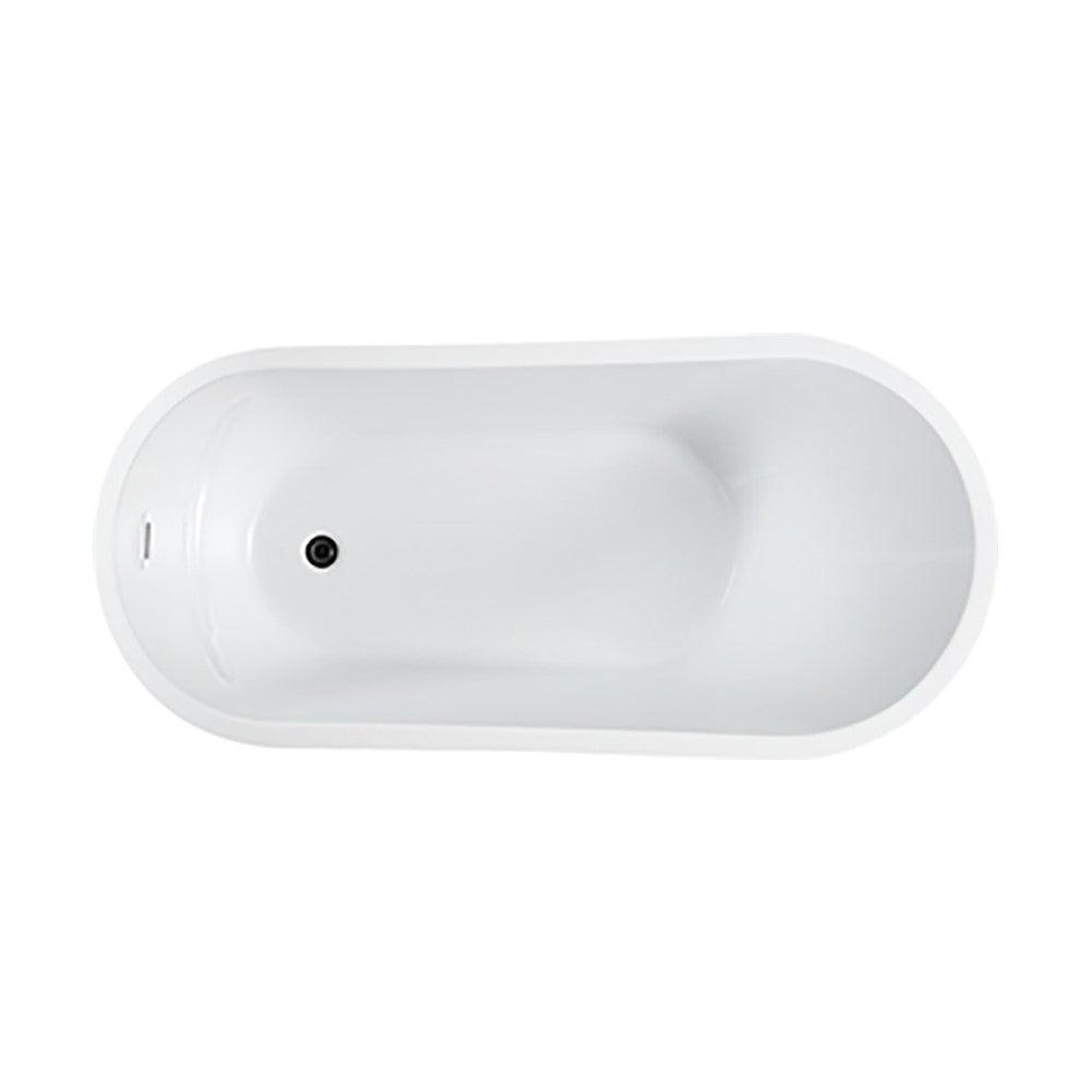 Bellaterra Home Bari 66" x 30" Glossy White Oval Acrylic Freestanding Slipper Soaking Bathtub