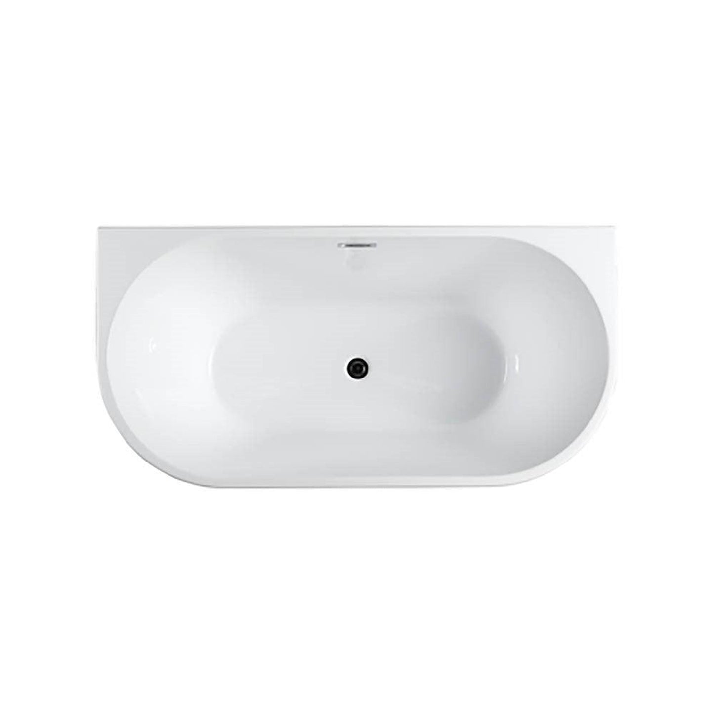Bellaterra Home Calabria 59" x 24" Glossy White Oval Acrylic Freestanding Soaking Bathtub