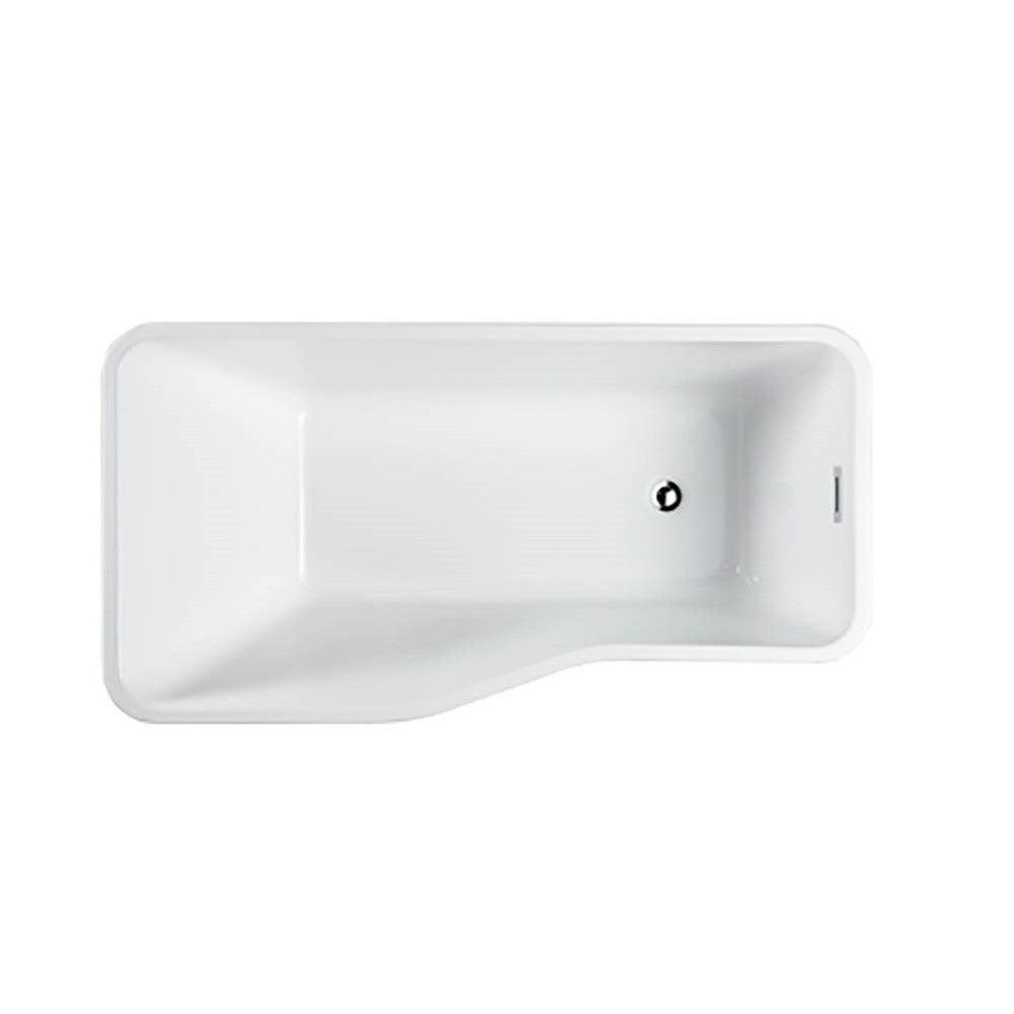Bellaterra Home Florence 59" x 24" Glossy White Rectangle Acrylic Freestanding Soaking Bathtub