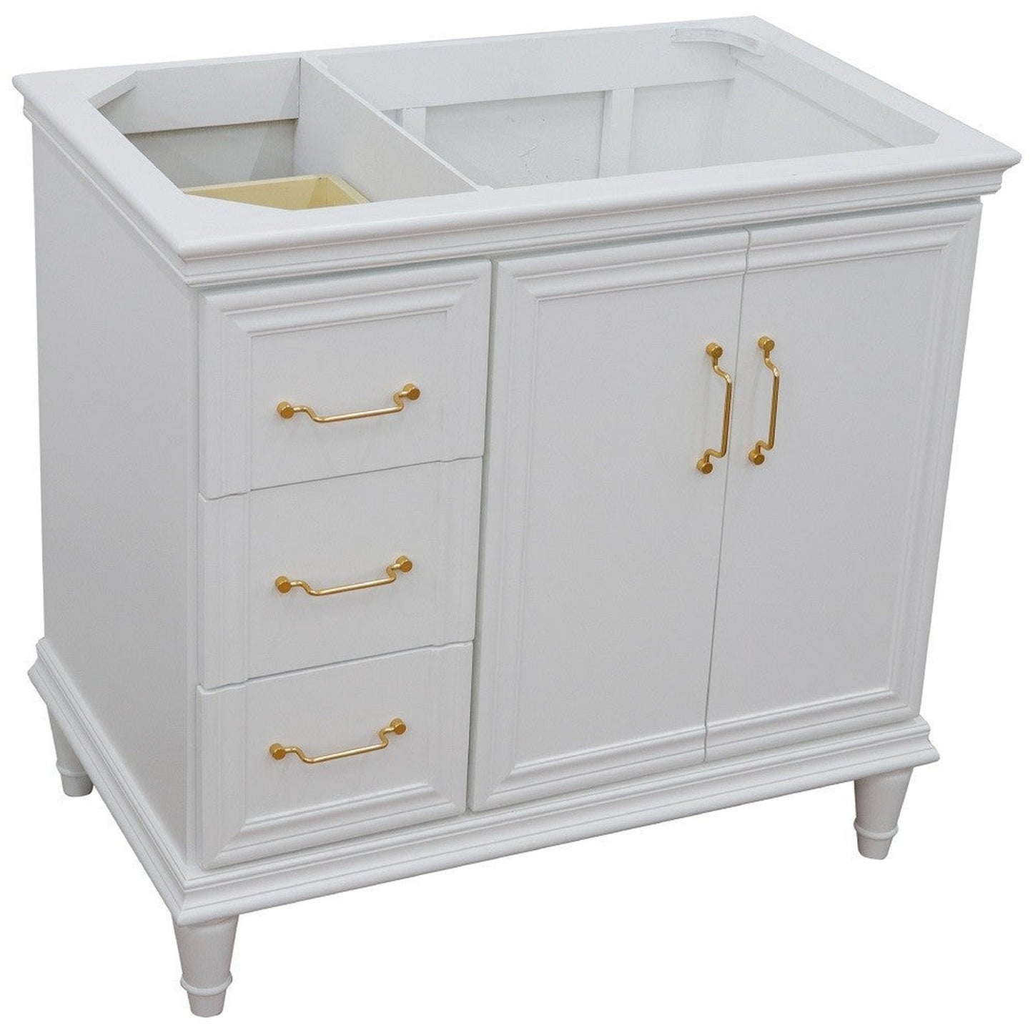 Bellaterra Home Forli 36" 2-Door 3-Drawer White Freestanding Vanity Base With Right Door