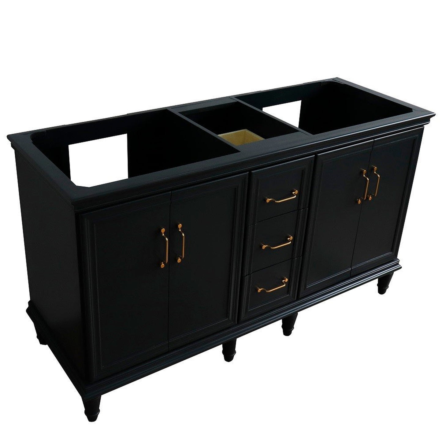 Bellaterra Home Forli 60" 4-Door 3-Drawer Dark Gray Freestanding Double Vanity Base