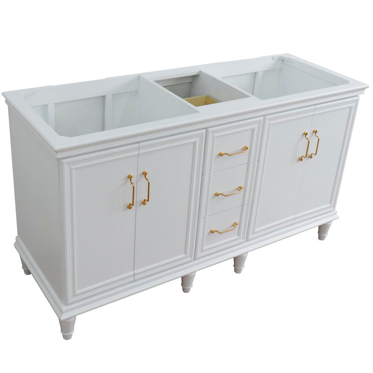 Bellaterra Home Forli 60" 4-Door 3-Drawer White Freestanding Double Vanity Base