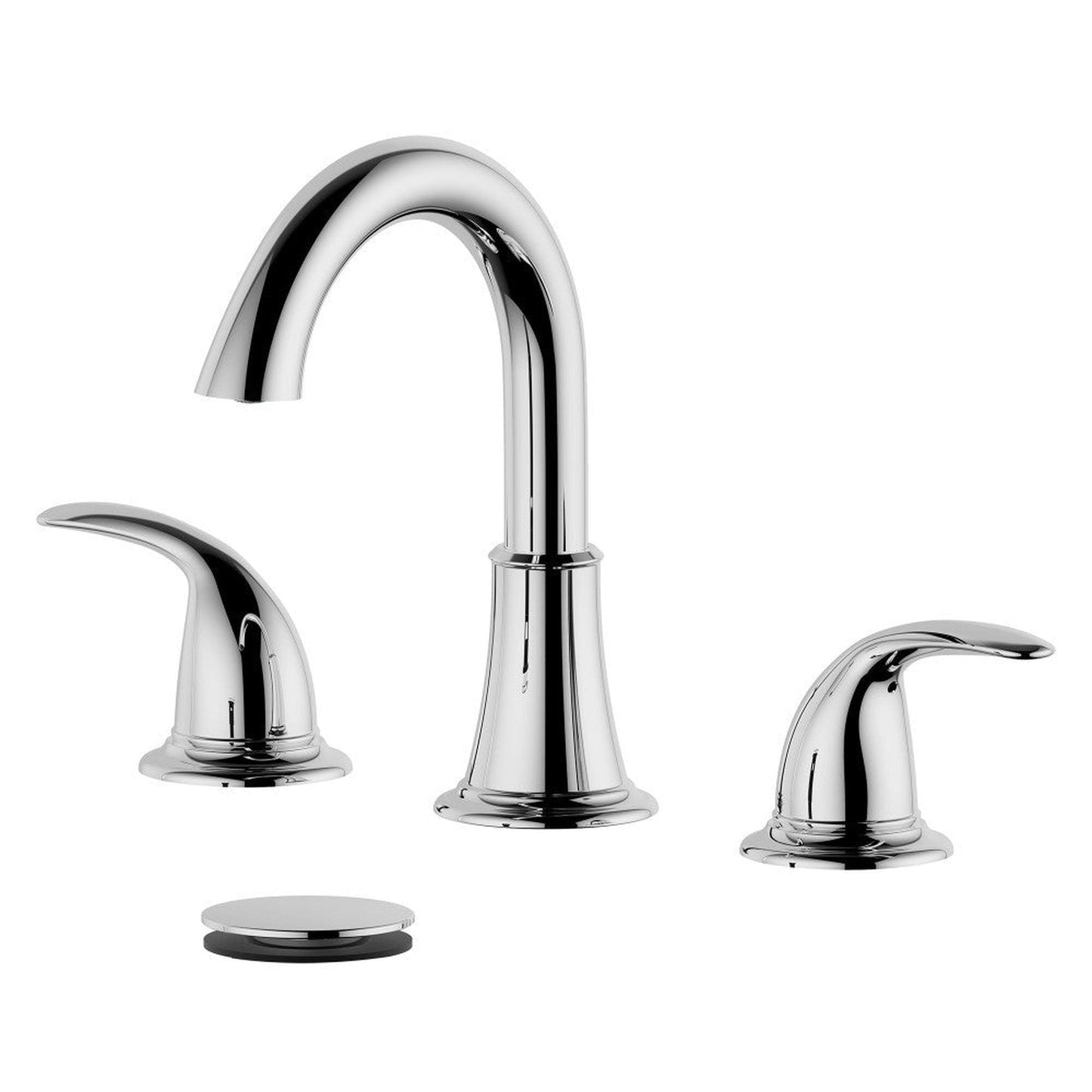 Bellaterra Home Karmel 7" Double-Handle Widespread Polished Chrome Bathroom Sink Faucet With Overflow Drain Assembly