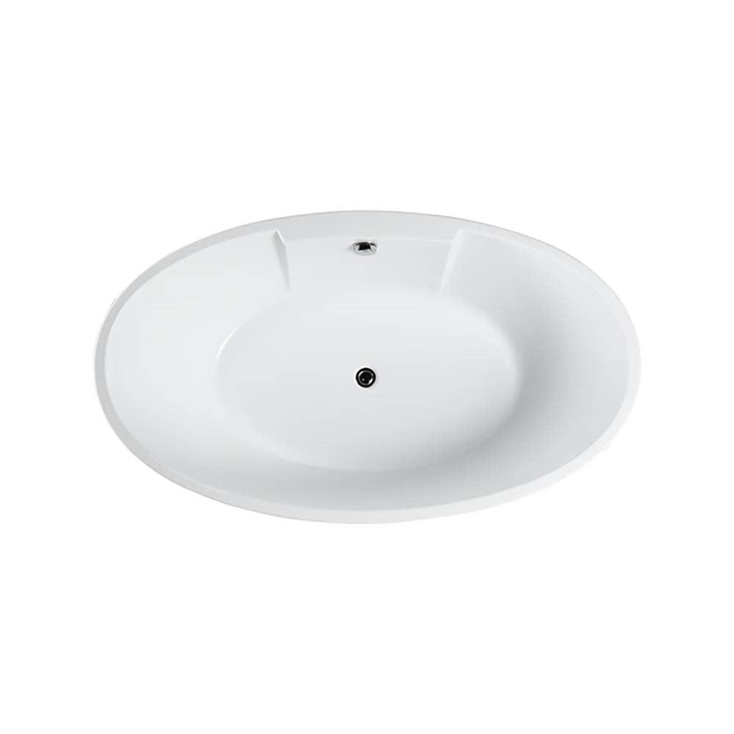 Bellaterra Home Lecce 67" x 24" Glossy White Oval Acrylic Freestanding Soaking Bathtub
