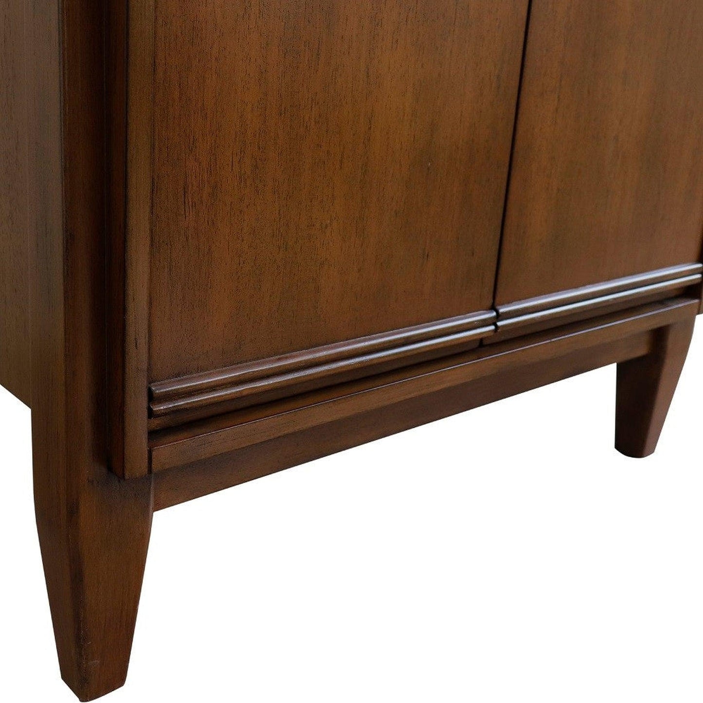 Bellaterra Home MCM 25" 2-Door 1-Drawer Walnut Freestanding Vanity Set With Ceramic Undermount Rectangular Sink and White Quartz Top