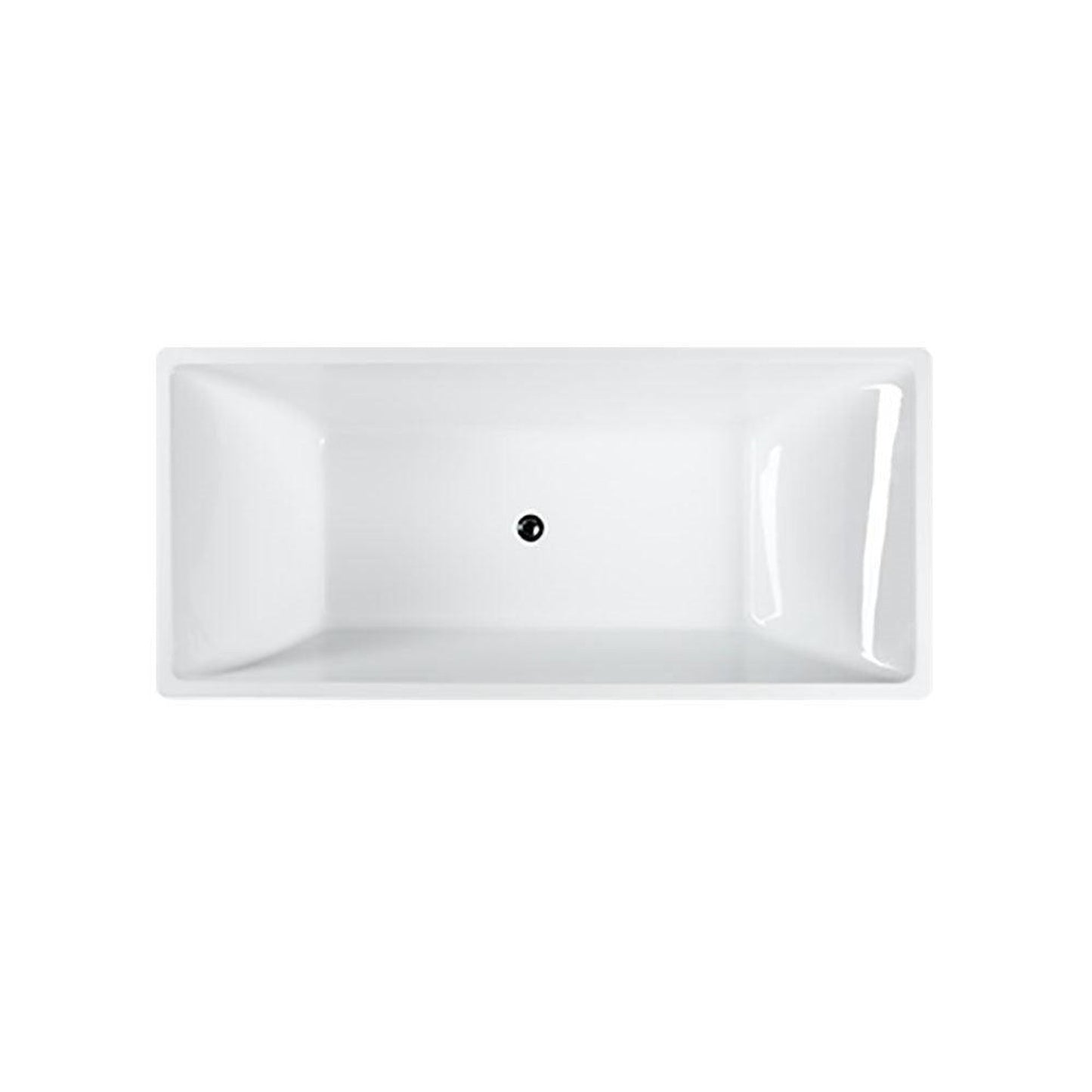 Bellaterra Home Messina 71" x 23" Glossy White Rectangle Acrylic Freestanding Soaking Bathtub