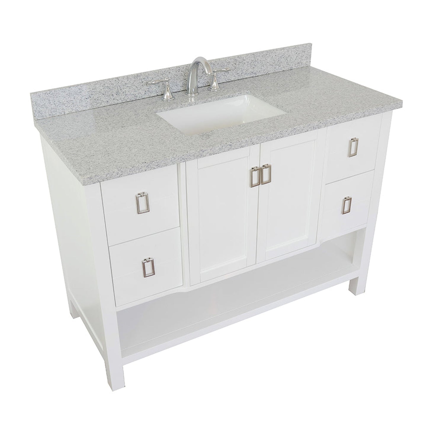 Bellaterra Home Monterey 49" 2-Door 4-Drawer White Freestanding Vanity Set With Ceramic Undermount Rectangular Sink and Gray Granite Top