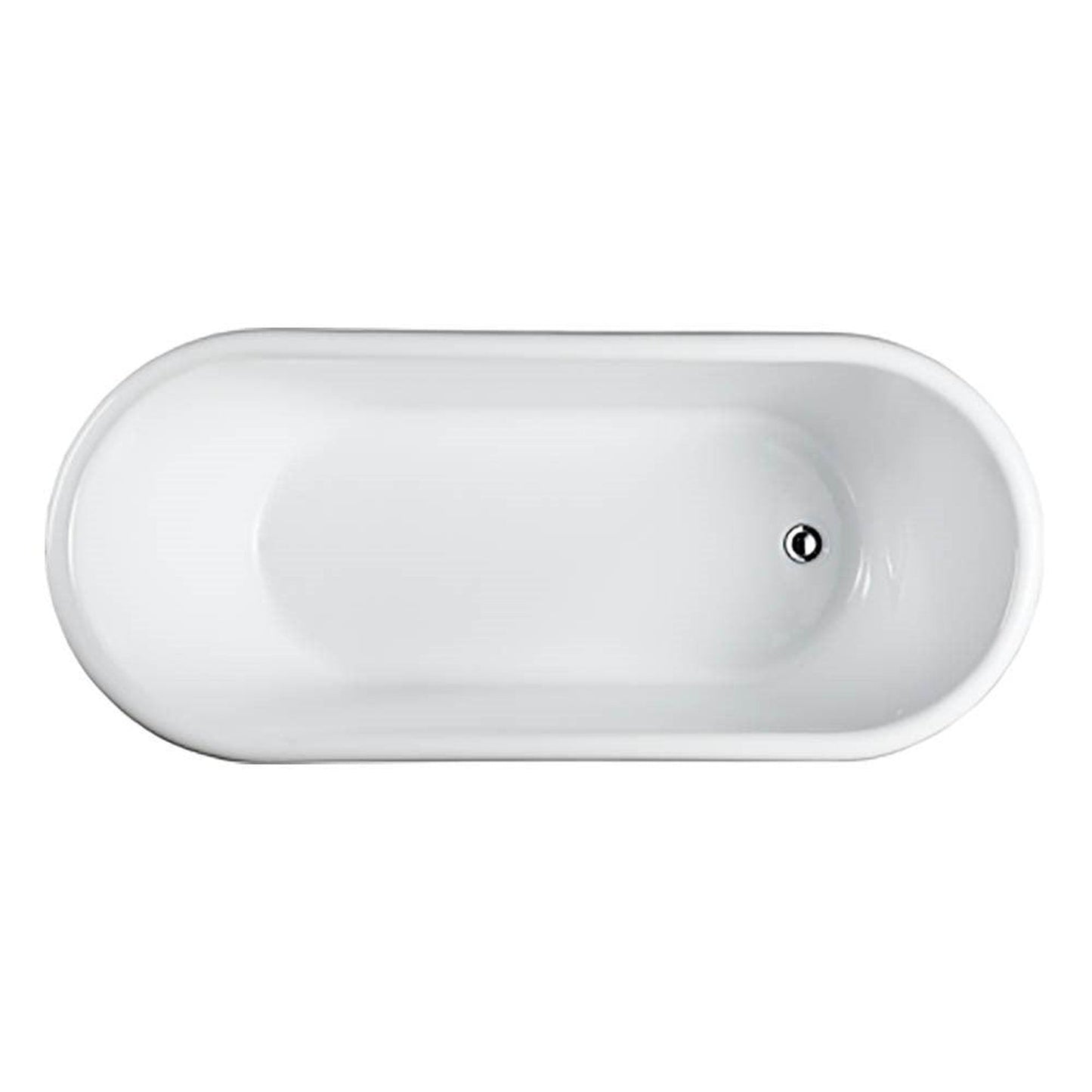 Bellaterra Home Padua 63" x 23" Glossy White Oval Acrylic Freestanding Soaking Bathtub