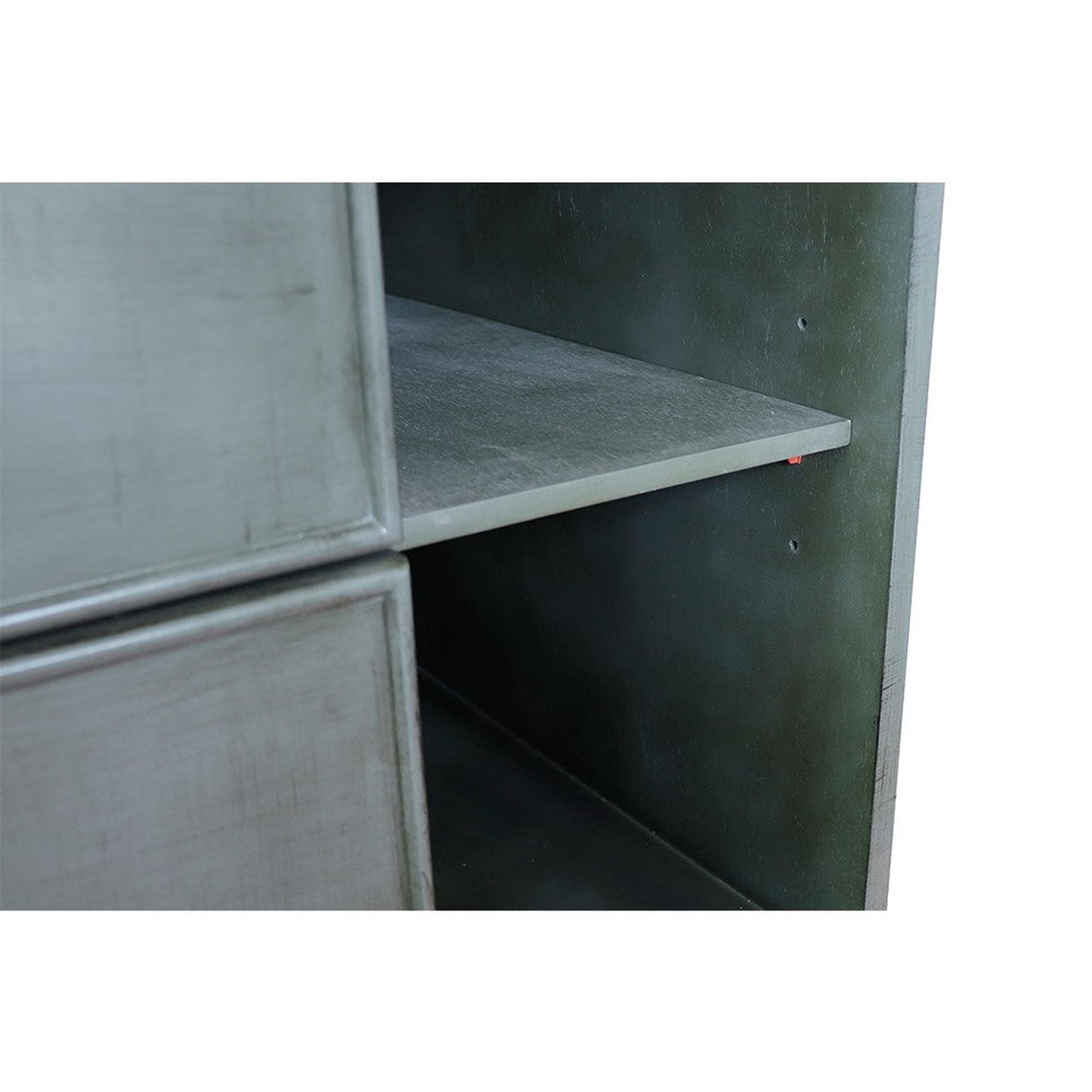 Bellaterra Home Paris Exposed 37" 1-Drawer Linen Gray Wall-Mount Vanity Set With Ceramic Undermount Oval Sink and Black Galaxy Top