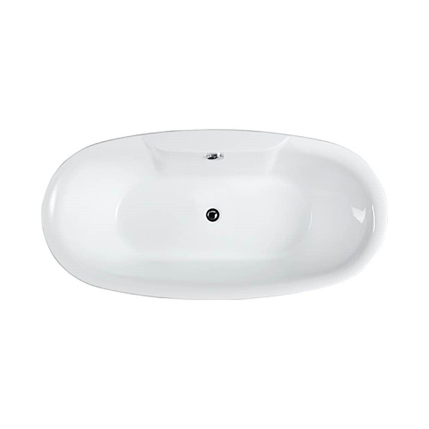 Bellaterra Home Pisa 63" x 23" Glossy White Oval Acrylic Freestanding Soaking Bathtub