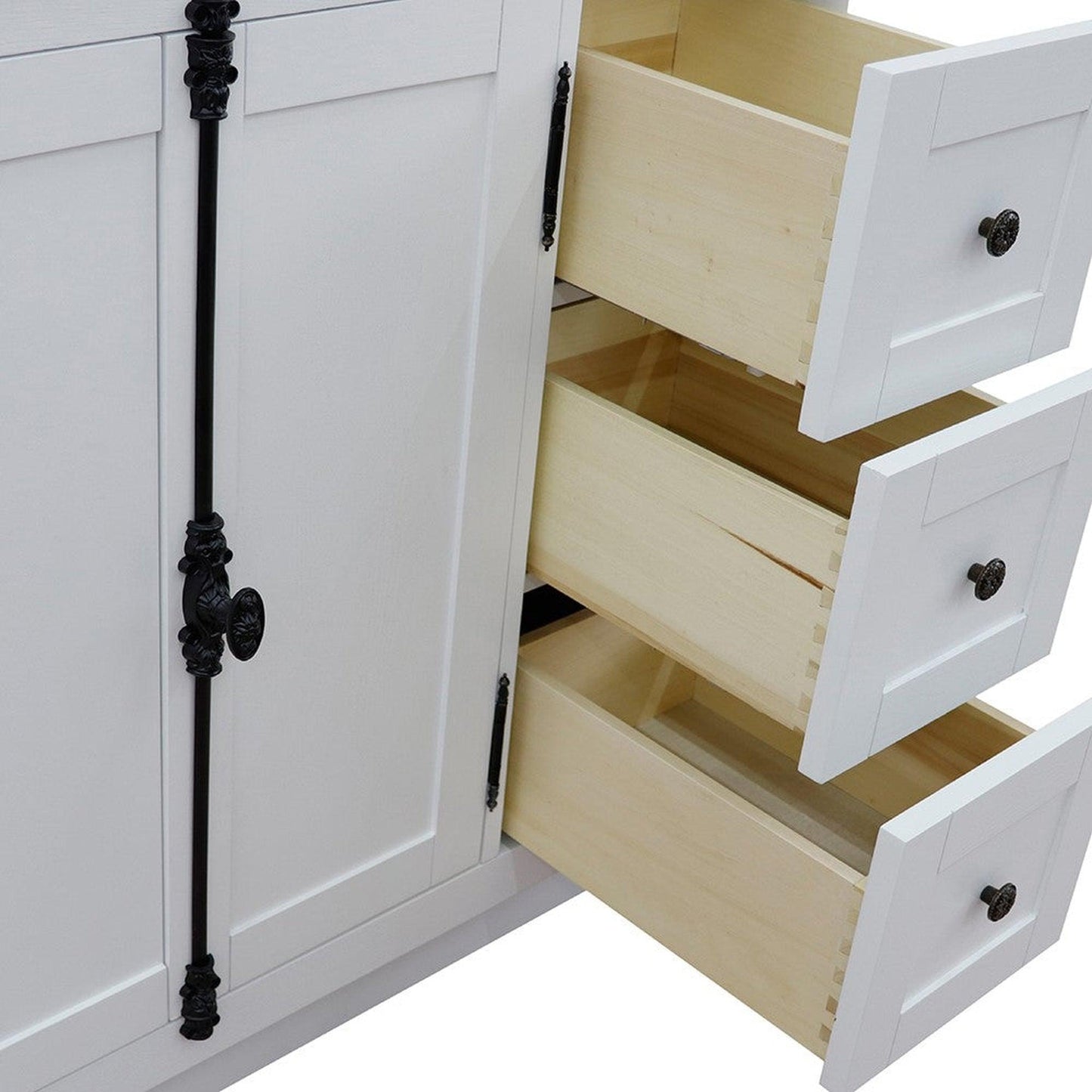 Bellaterra Home Plantation 36" 2-Door 3-Drawer Glacier Ash Freestanding Vanity Base With Left Offset