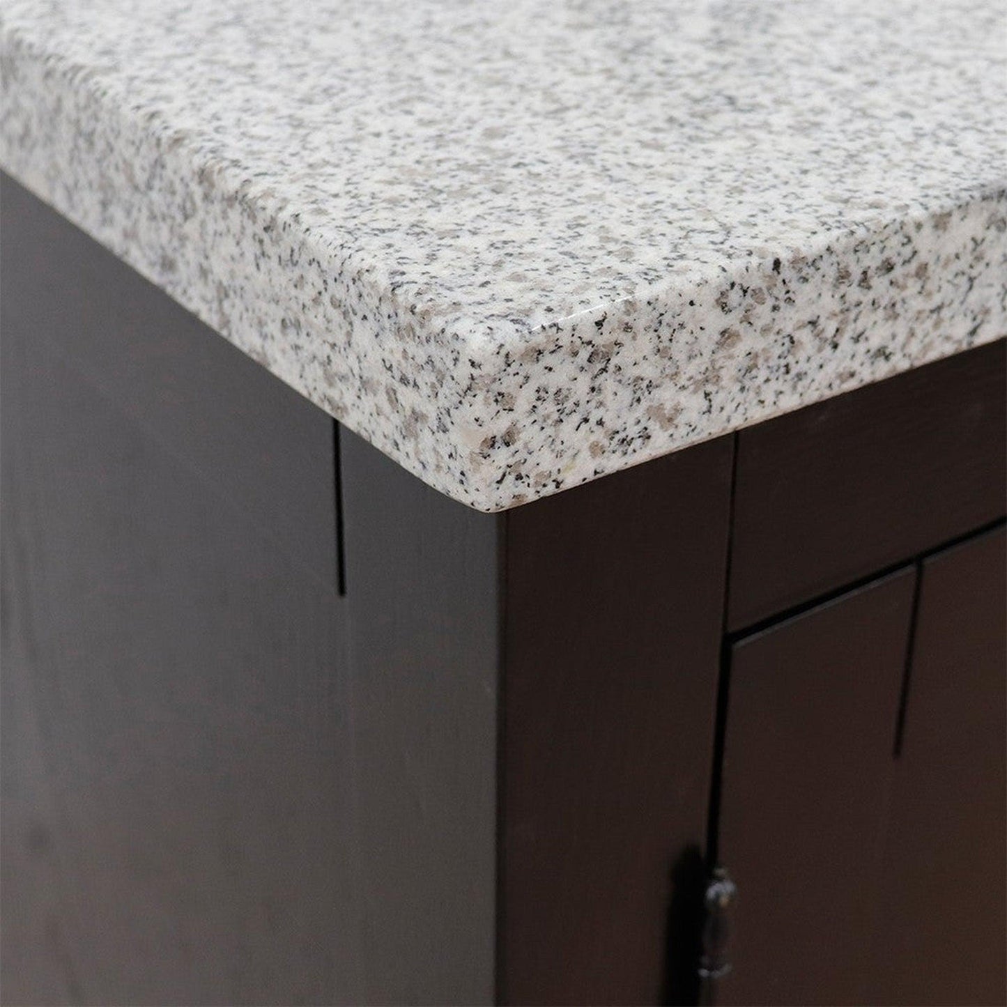 Bellaterra Home Plantation 37" 2-Door 3-Drawer Brown Ash Freestanding Vanity Set With Ceramic Left Offset Undermount Rectangular Sink and Gray Granite Top