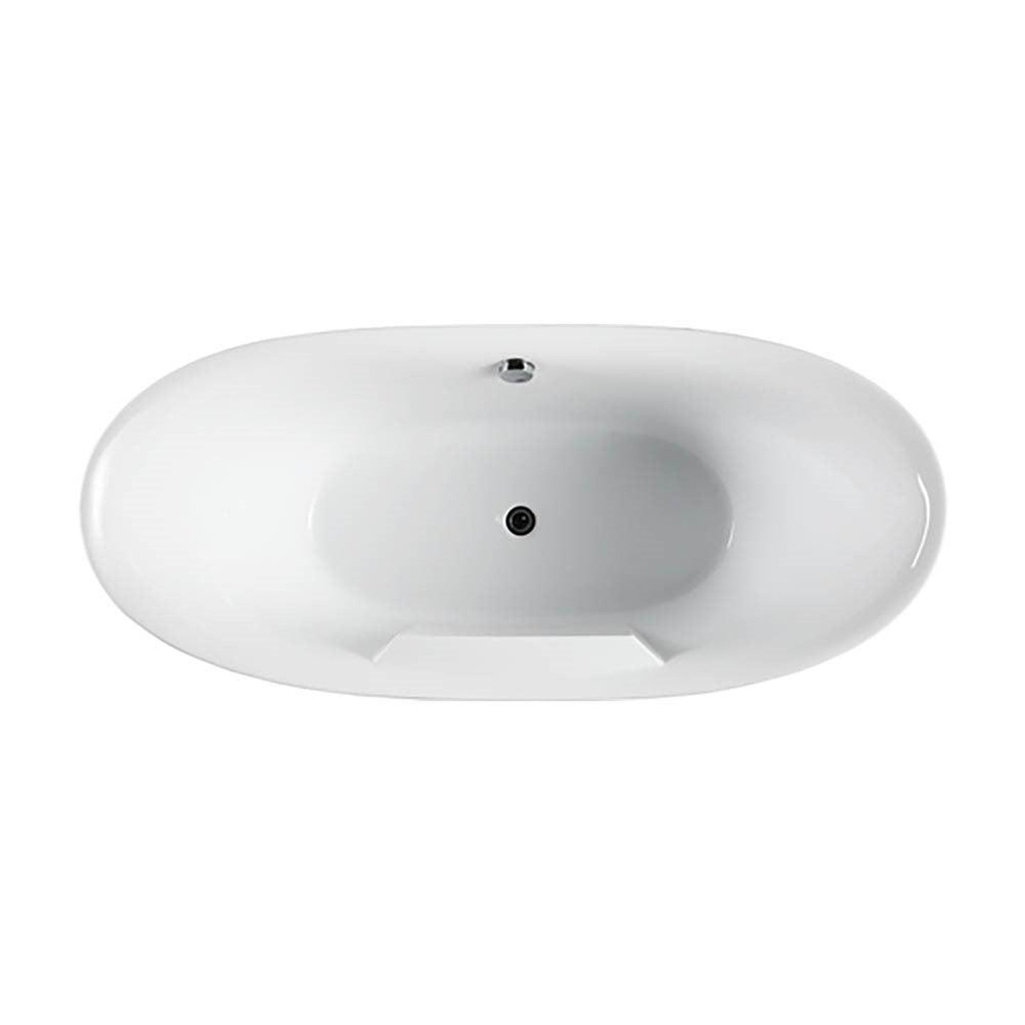 Bellaterra Home Salerno 68" x 32" Glossy White Oval Acrylic Freestanding Double Slipper Soaking Bathtub