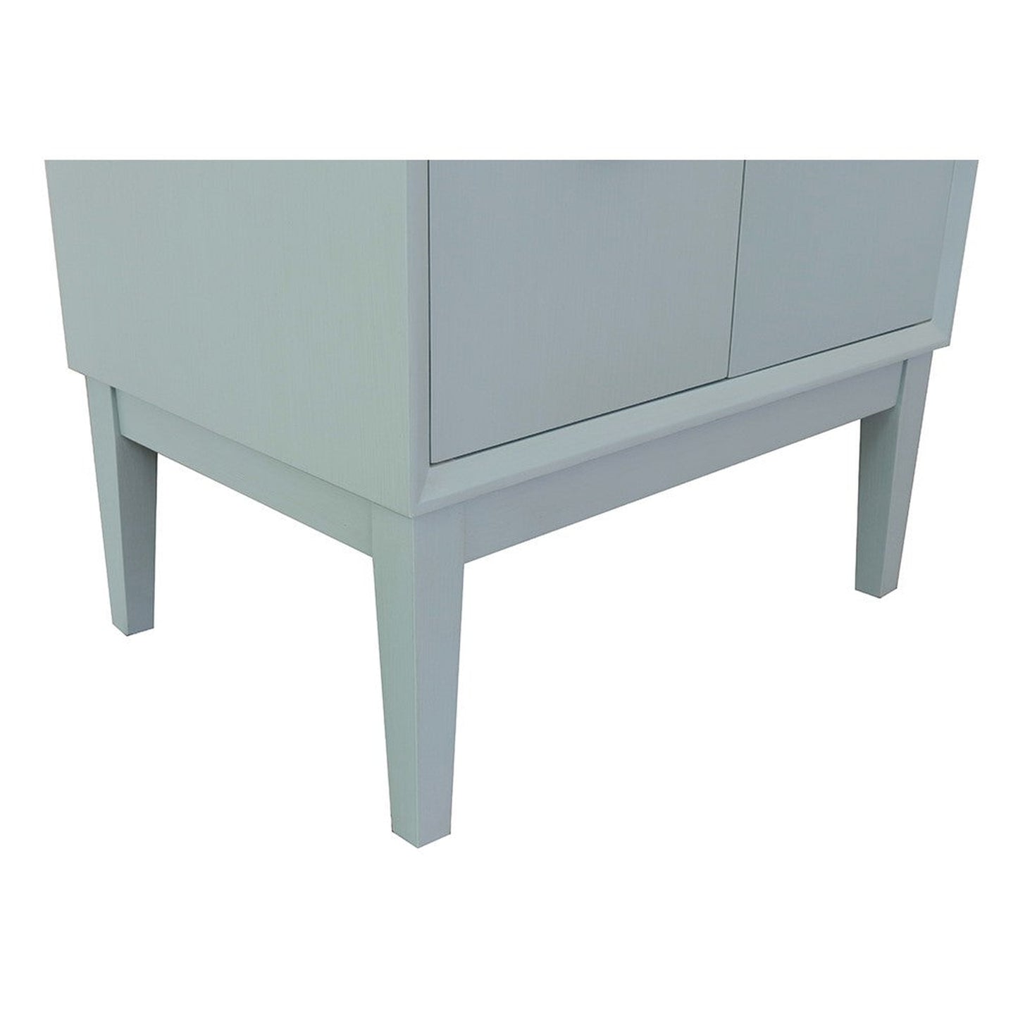 Bellaterra Home Stora 31" 2-Door 1-Drawer Aqua Blue Freestanding Vanity Set With Ceramic Vessel Sink and White Carrara Marble Top