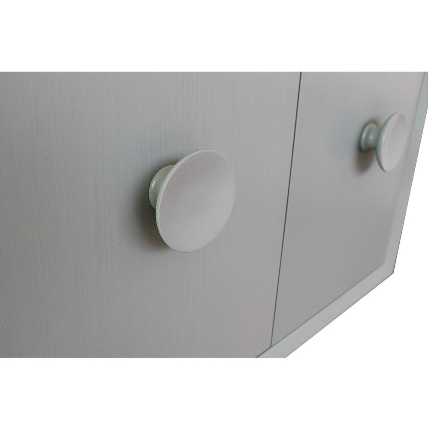 Bellaterra Home Stora 31" 2-Door 1-Drawer Aqua Blue Wall-Mount Vanity Set With Ceramic Undermount Oval Sink and Gray Granite Top