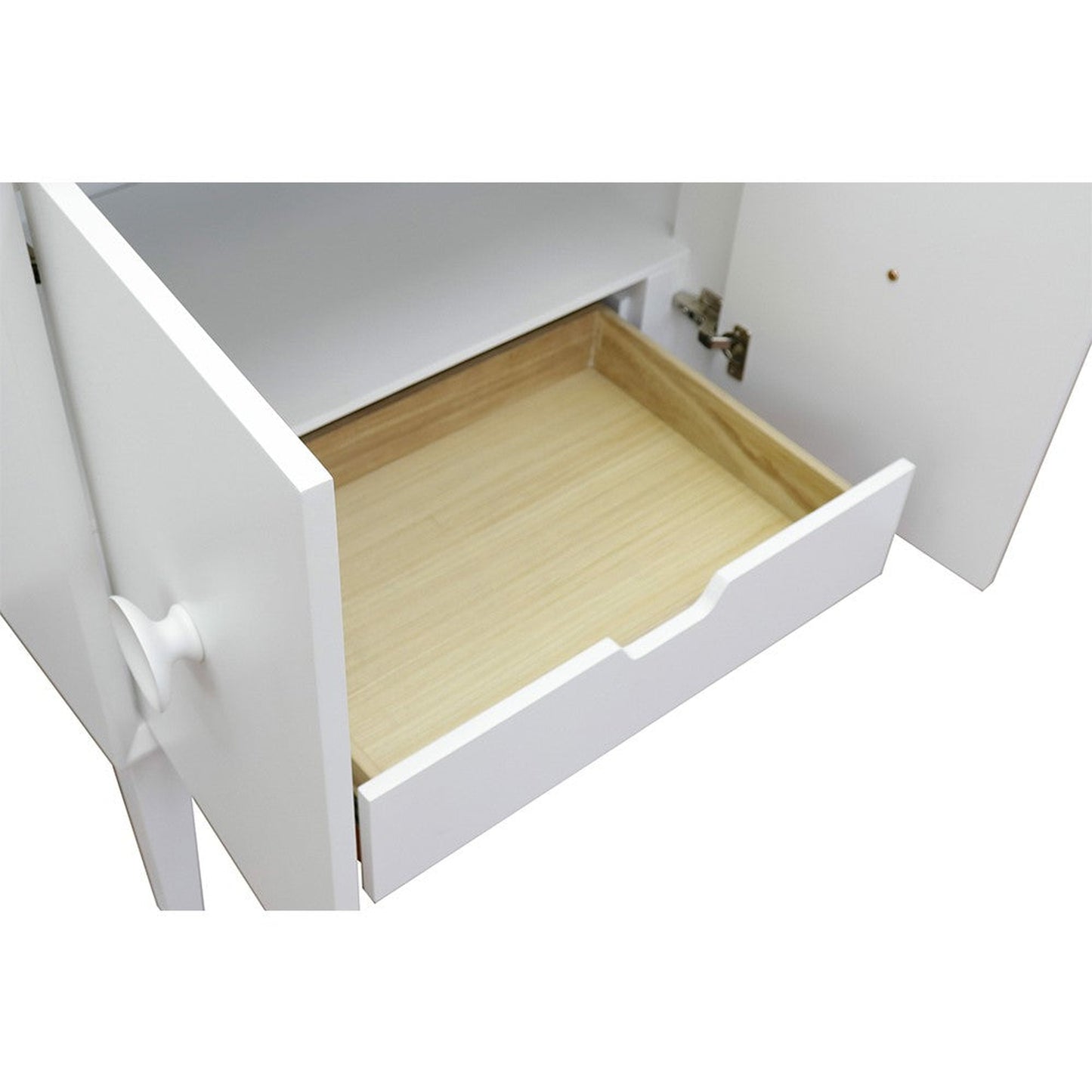 Bellaterra Home Stora 31" 2-Door 1-Drawer White Freestanding Vanity Set With Ceramic Undermount Oval and Black Galaxy Top