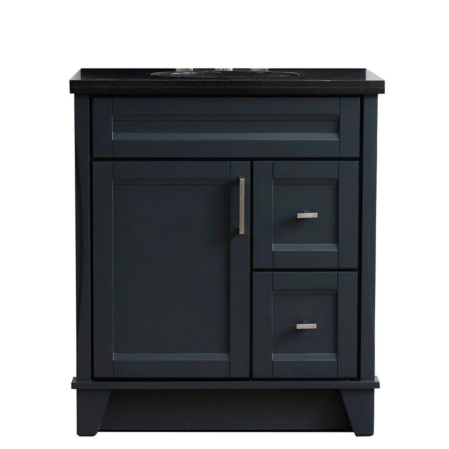 Bellaterra Home Terni 31" 1-Door 2-Drawer Dark Gray Freestanding Vanity Set With Ceramic Undermount Oval Sink and Black Galaxy Granite Top
