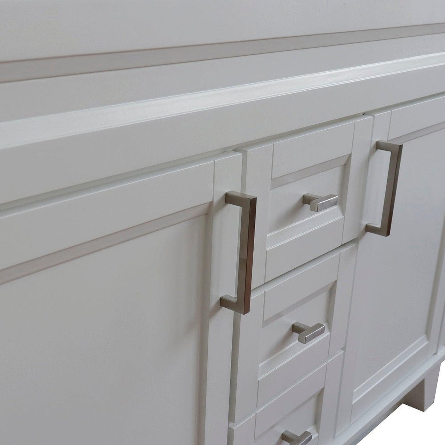 Bellaterra Home Terni 49" 2-Door 2-Drawer White Freestanding Vanity Set With Ceramic Double Undermount Oval Sink and Gray Granite Top