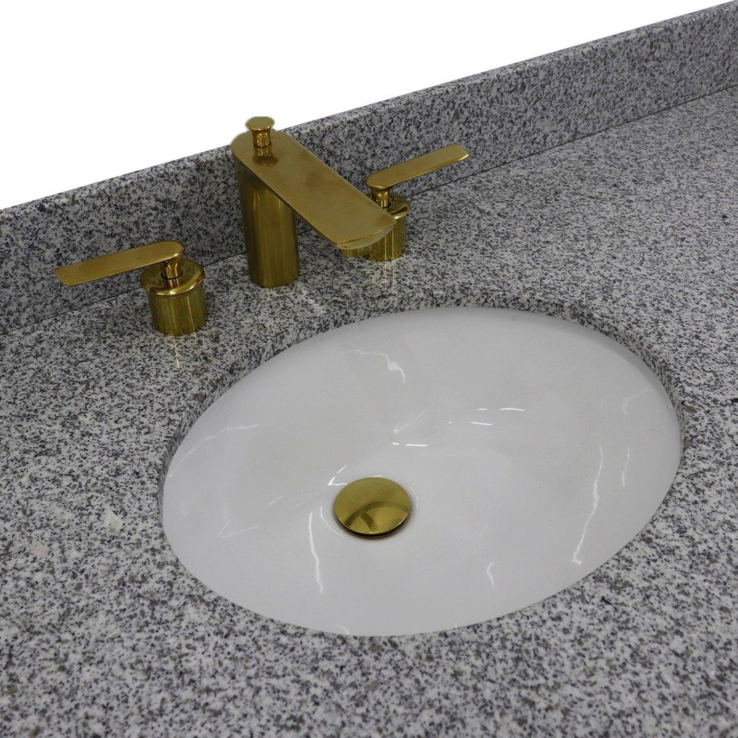 Bellaterra Home Trento 61" 4-Door 3-Drawer Black Freestanding Vanity Set With Ceramic Double Undermount Oval Sink and Gray Granite Top