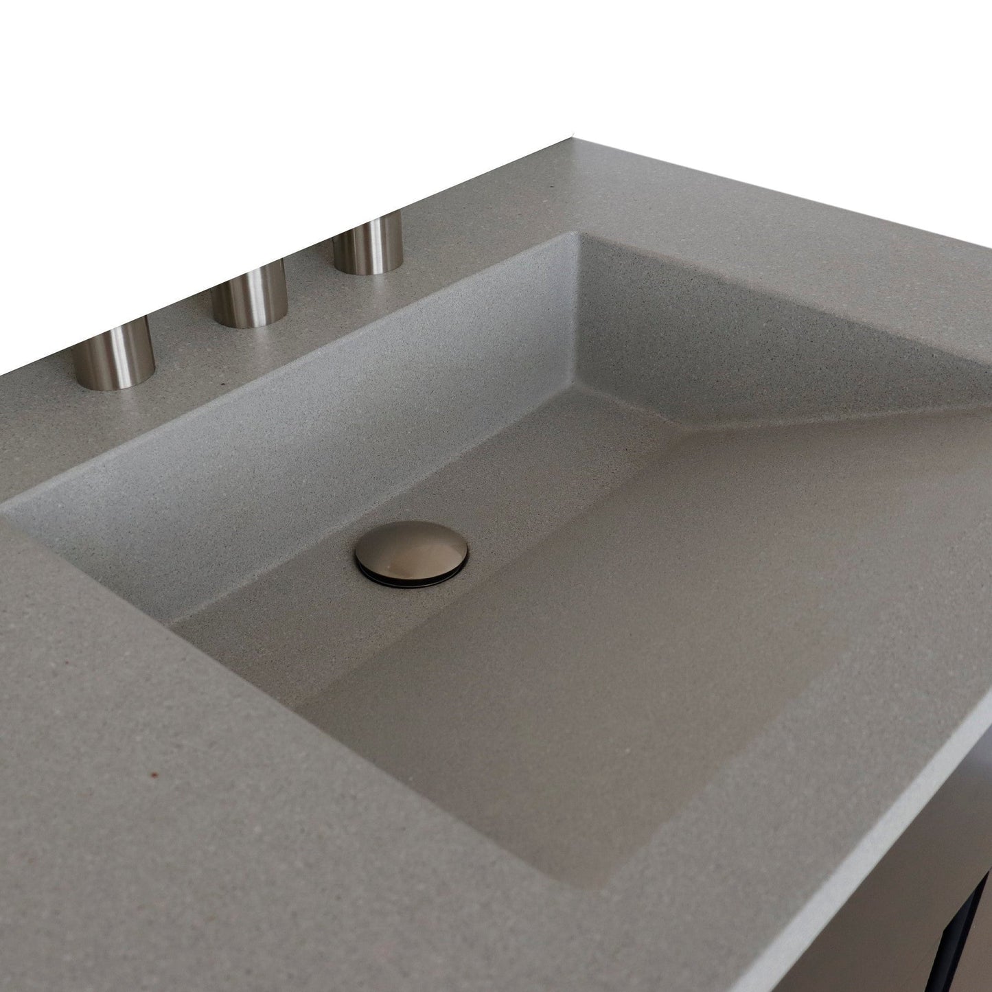 Bellaterra Home Urban 31" 1-Door 2-Drawer Silvery Brown Freestanding Vanity Set With Concrete Integrated Rectangular Ramp Sink and Gray Concrete Top