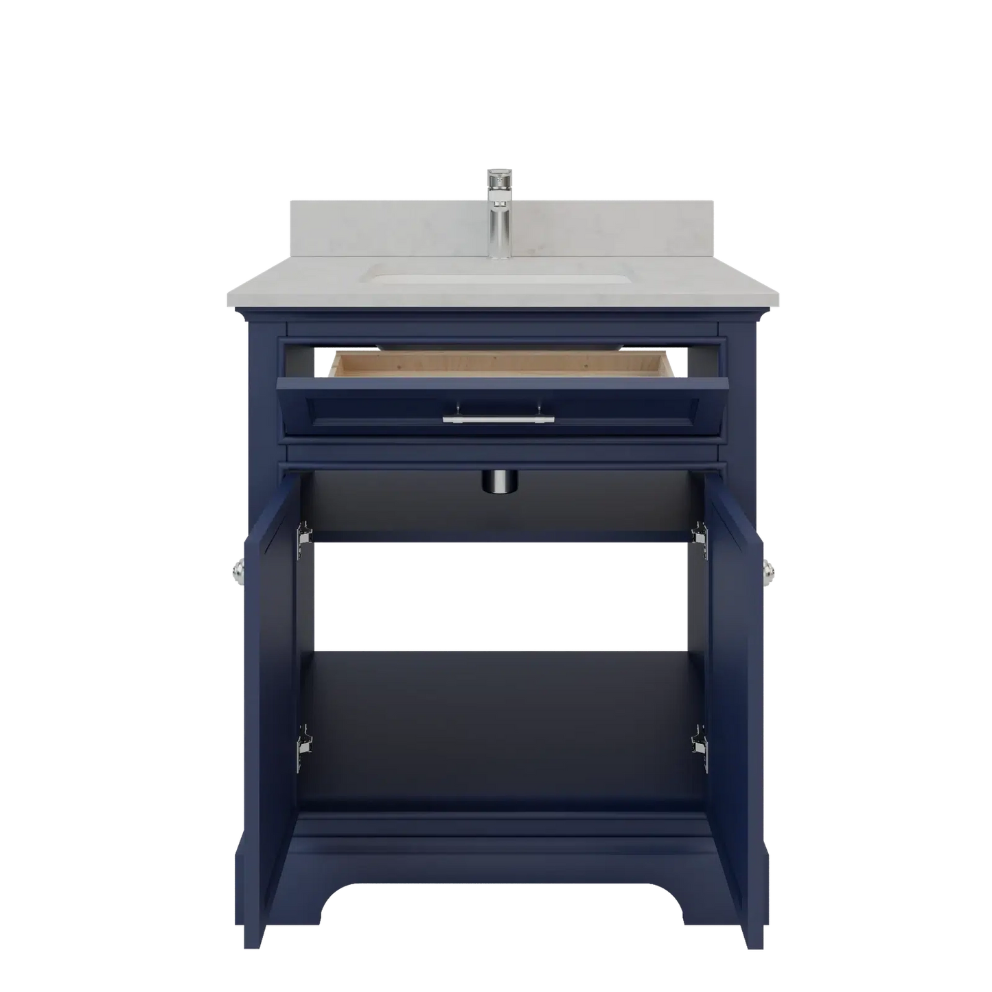 Bienal Talia 30" Navy Blue 1-Drawer 2-Door Vanity With Sivec Marble Countertop and Single Porcelain Sink