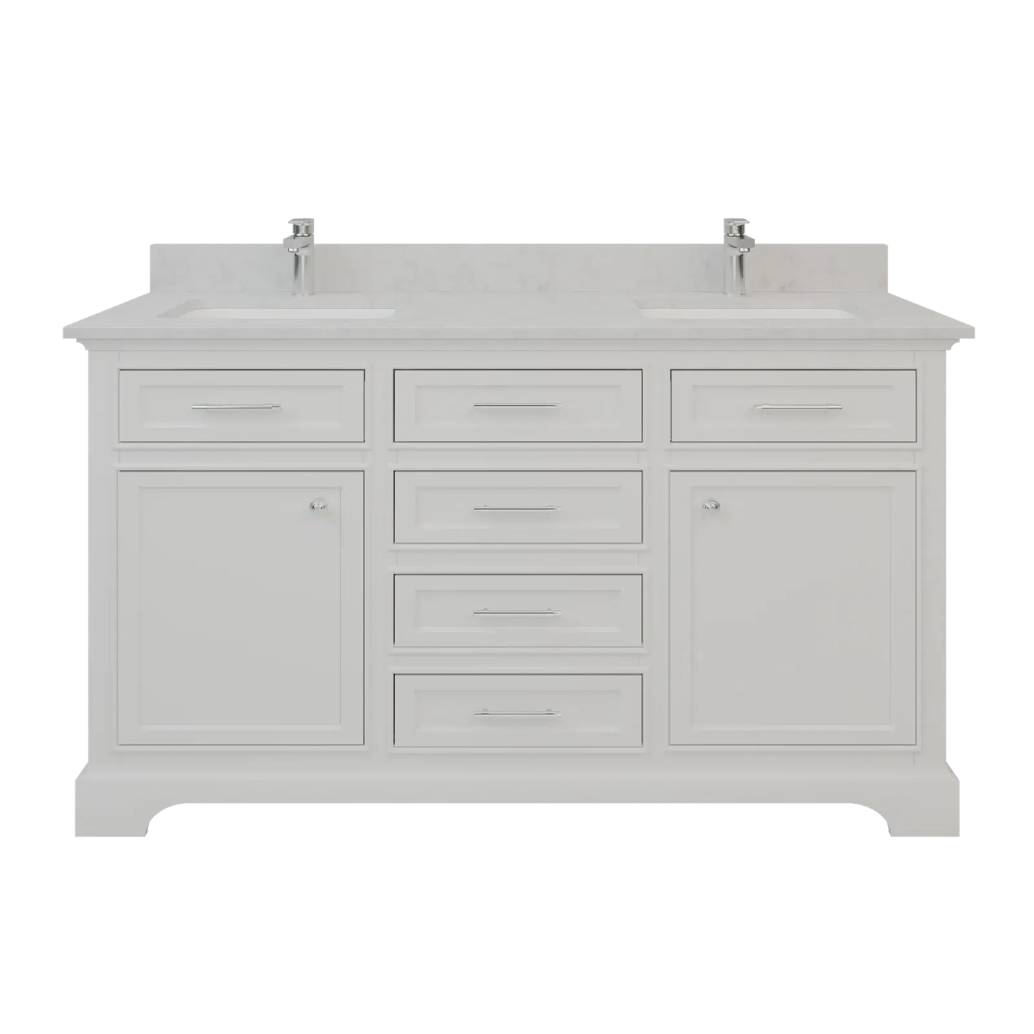 Bienal Talia 60" White 6Drawer 2Door Vanity With Sivec Marble Counte