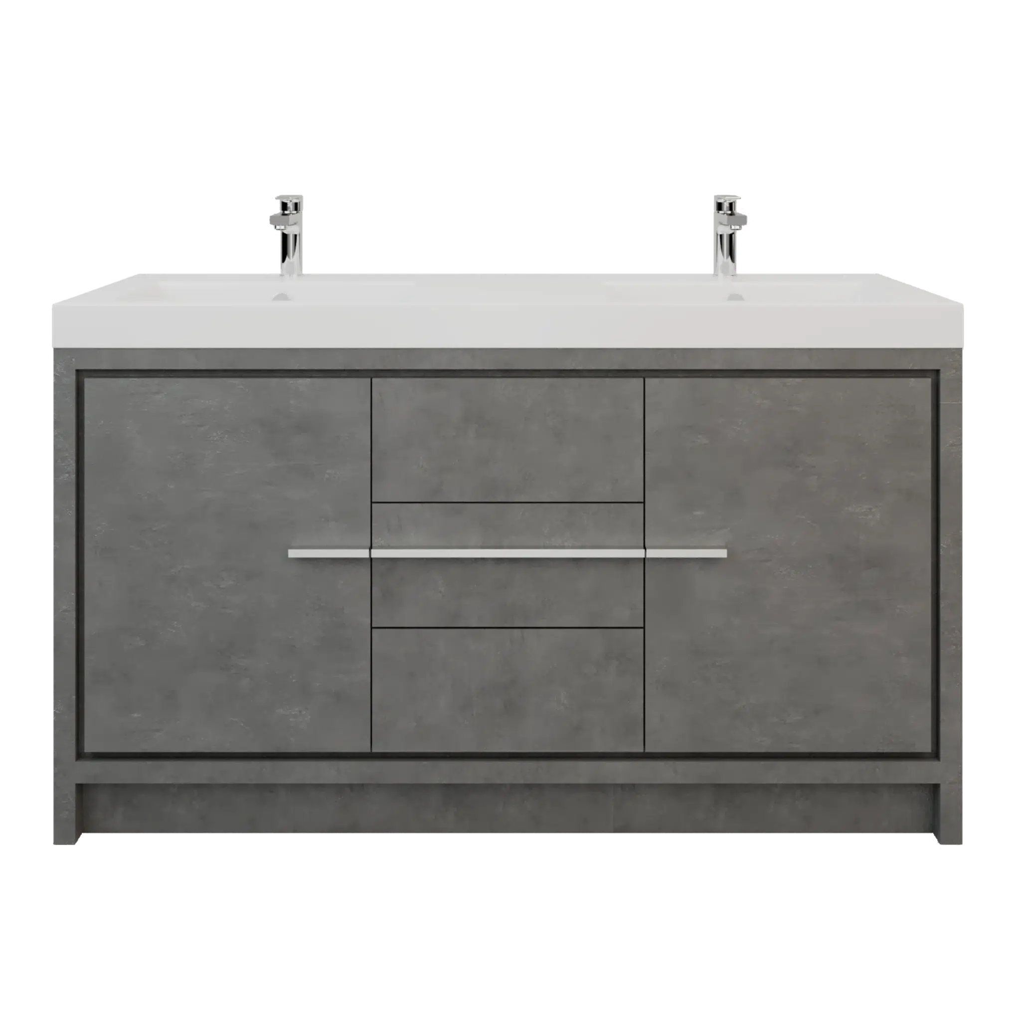 Bienal Thesos 60" Gray 3Drawer 2Door Vanity With Acrylic Countertop