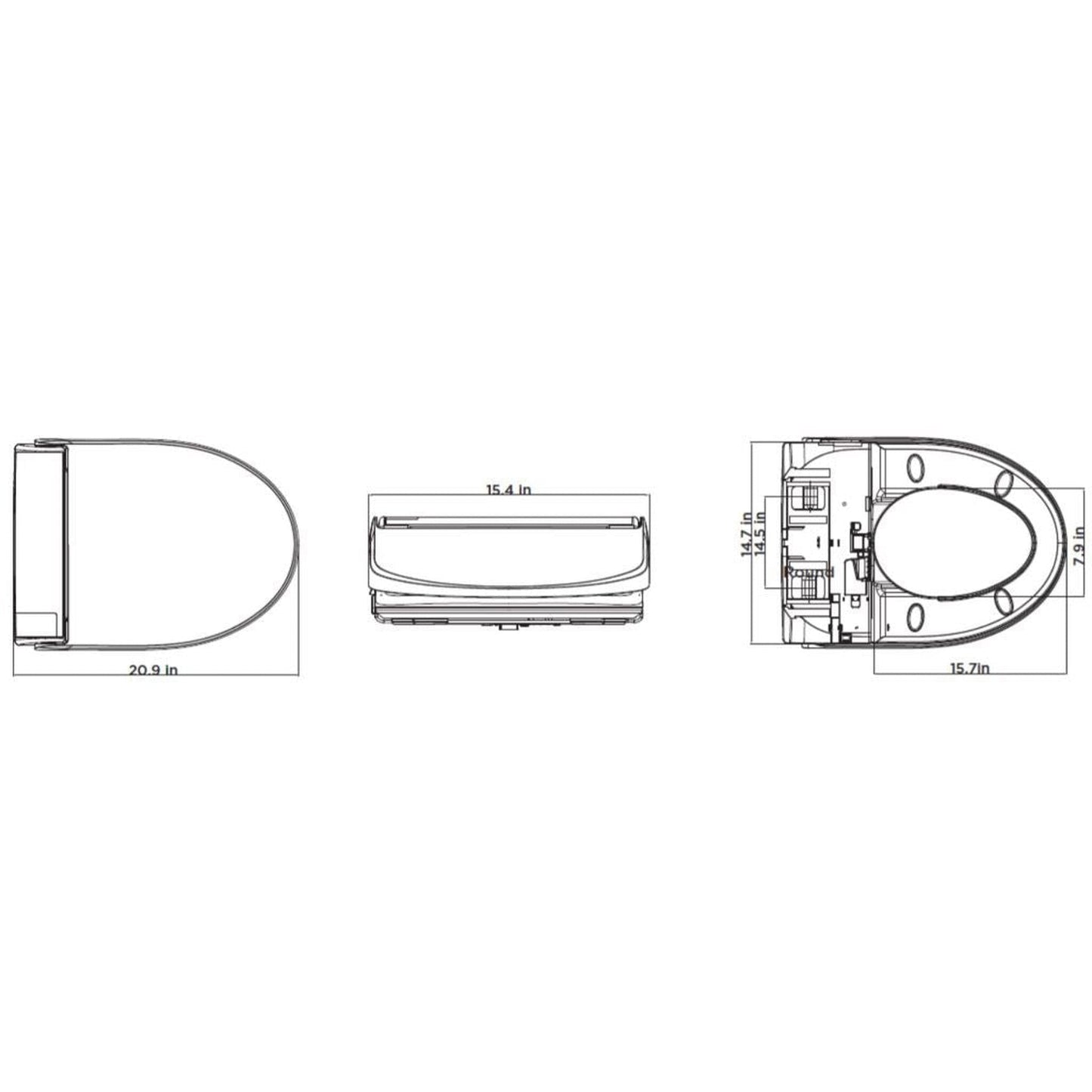 Bio Bidet Bliss BB-2000 15" White Elongated Premier Class Bidet Toilet Seat With Hybrid Heating Technology And Wireless Remote Control