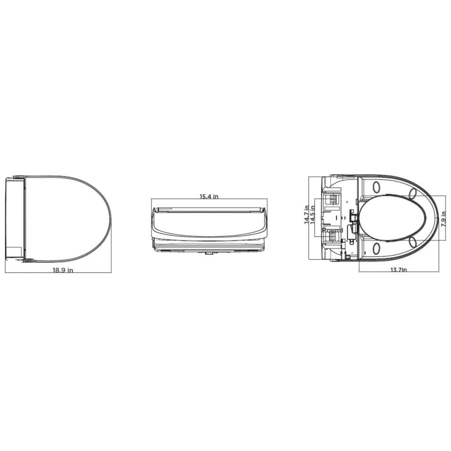 Bio Bidet Bliss BB-2000 15" White Round Premier Class Bidet Toilet Seat With Hybrid Heating Technology And Wireless Remote Control