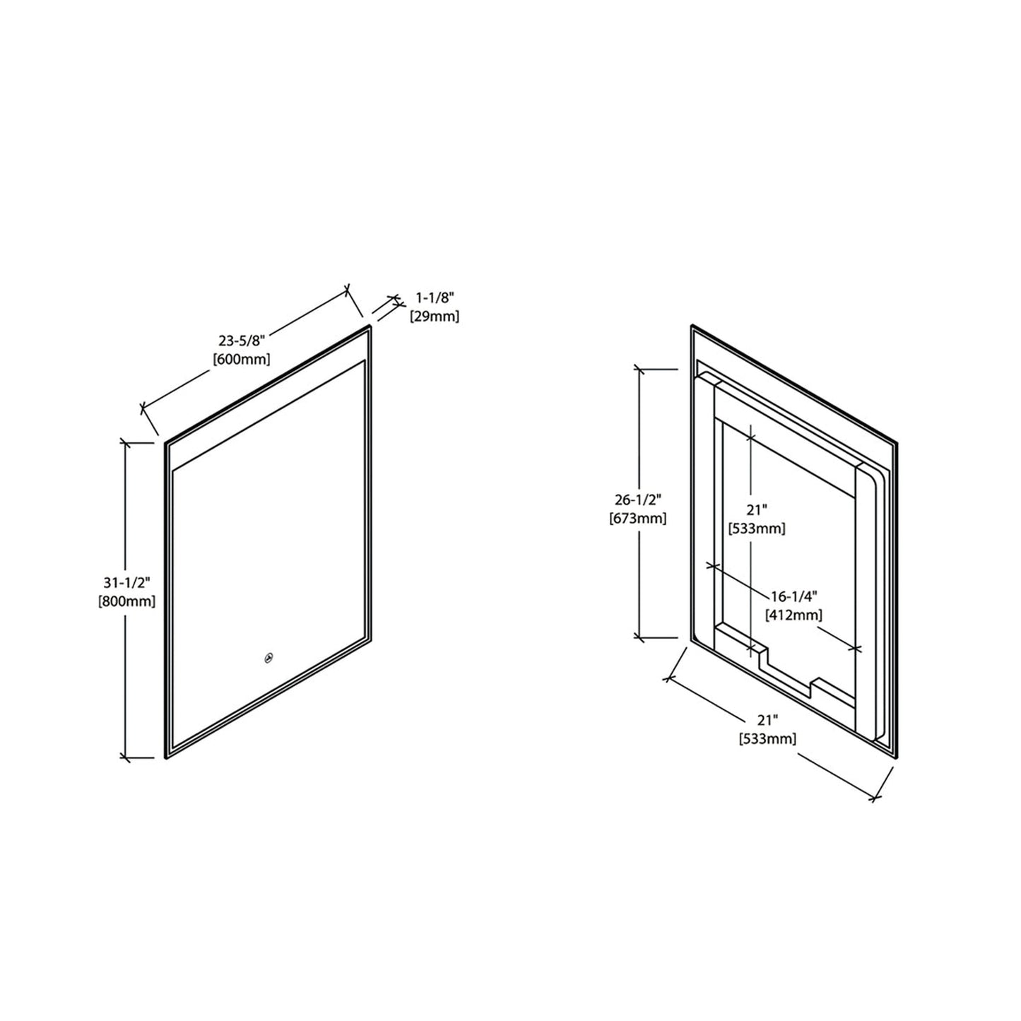 Blossom Alpha 24" x 32" Wall-Mounted Rectangle LED Illuminated Backlit Mirror