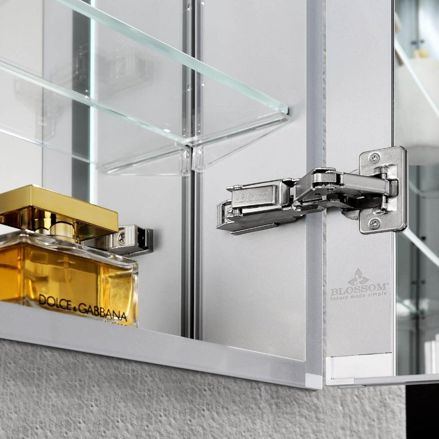 Blossom Asta 24" x 32" Recessed or Surface Mount Right-Hinged Door LED Mirror Medicine Cabinet With 3 Adjustable Glass Shelves, Built-In Defogger, Dimmer, USB & Electrical Outlet