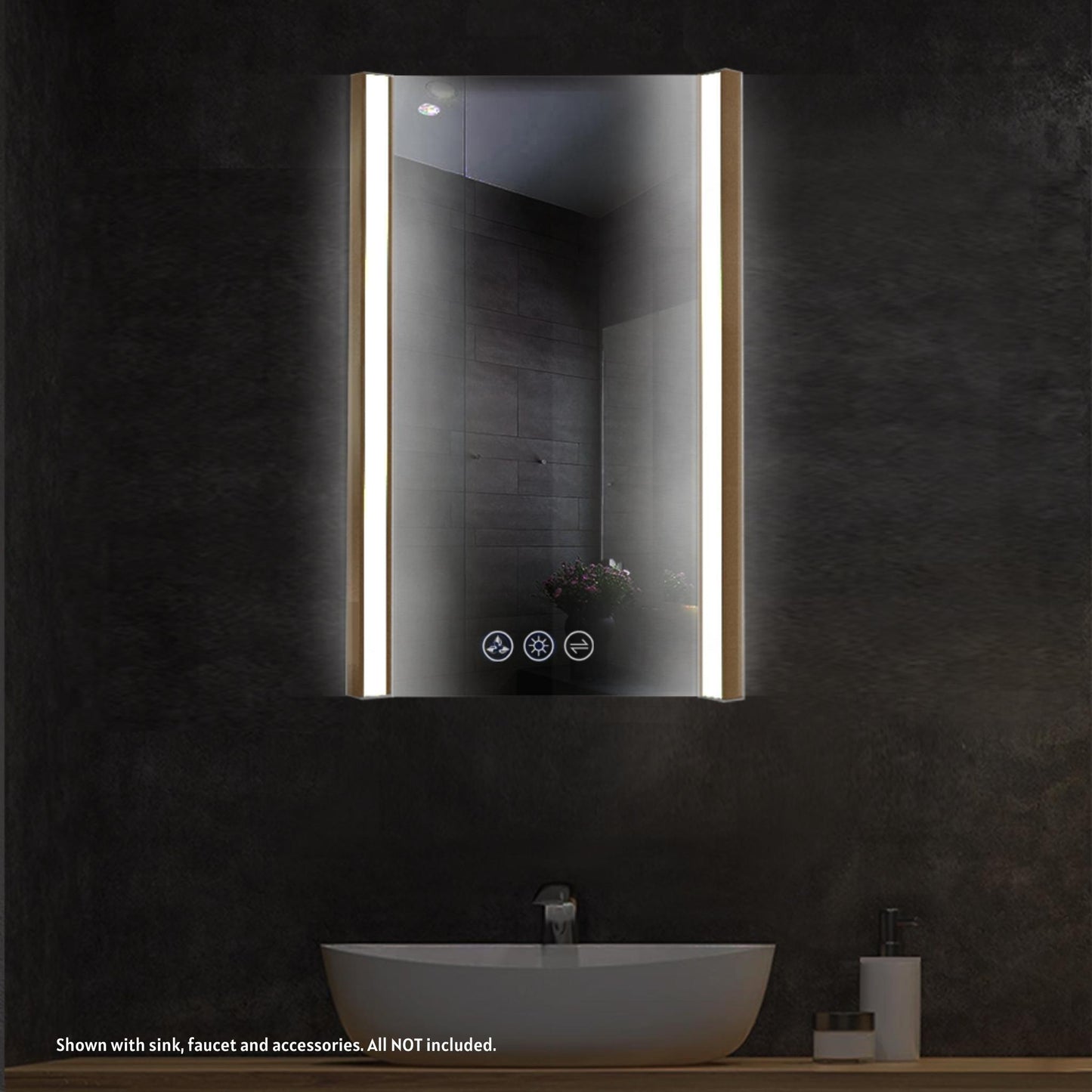Blossom Binary 20" x 32" Brushed Gold Wall-Mounted Rectangle LED Mirror