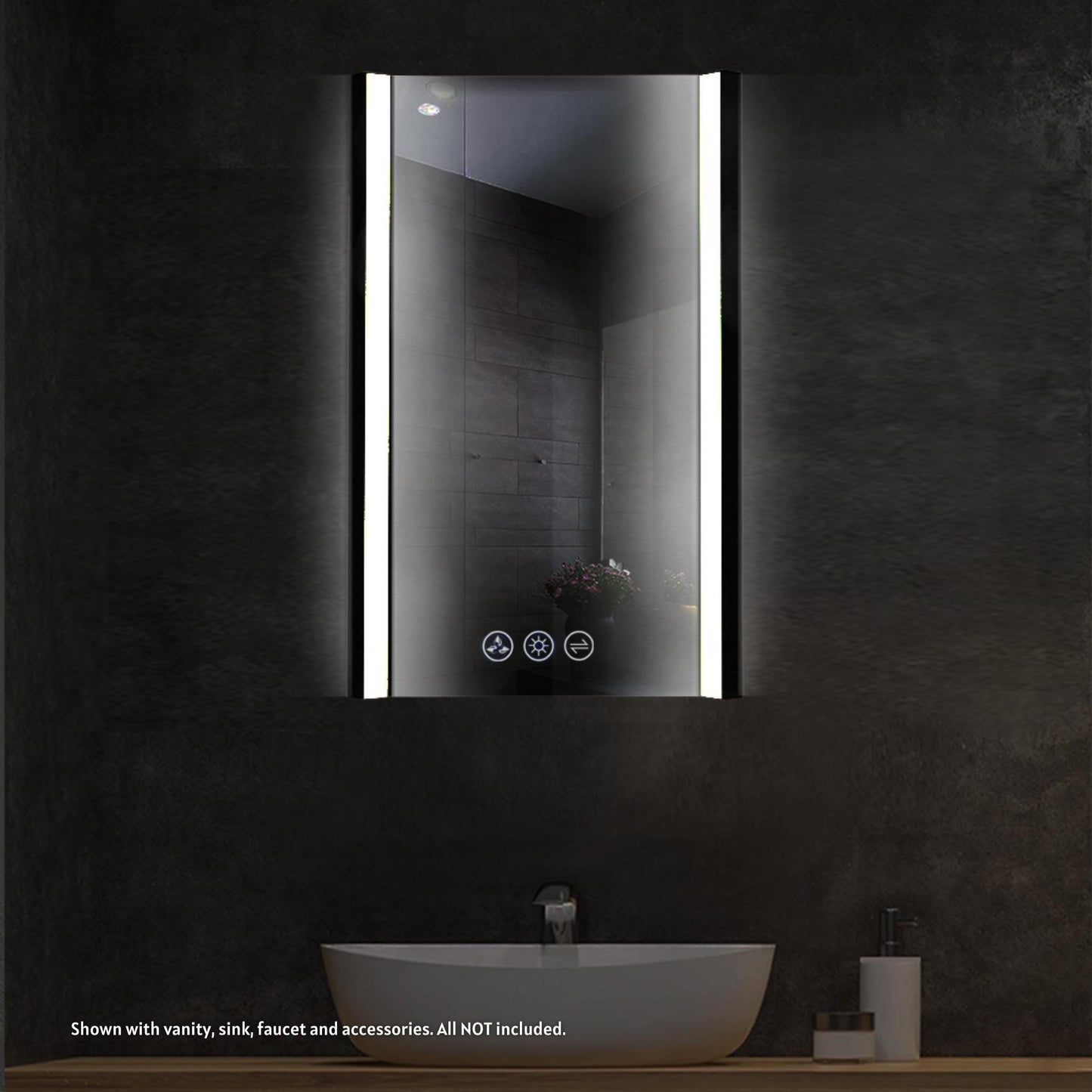 Blossom Binary 20" x 32" Matte Black Wall-Mounted Rectangle LED Mirror