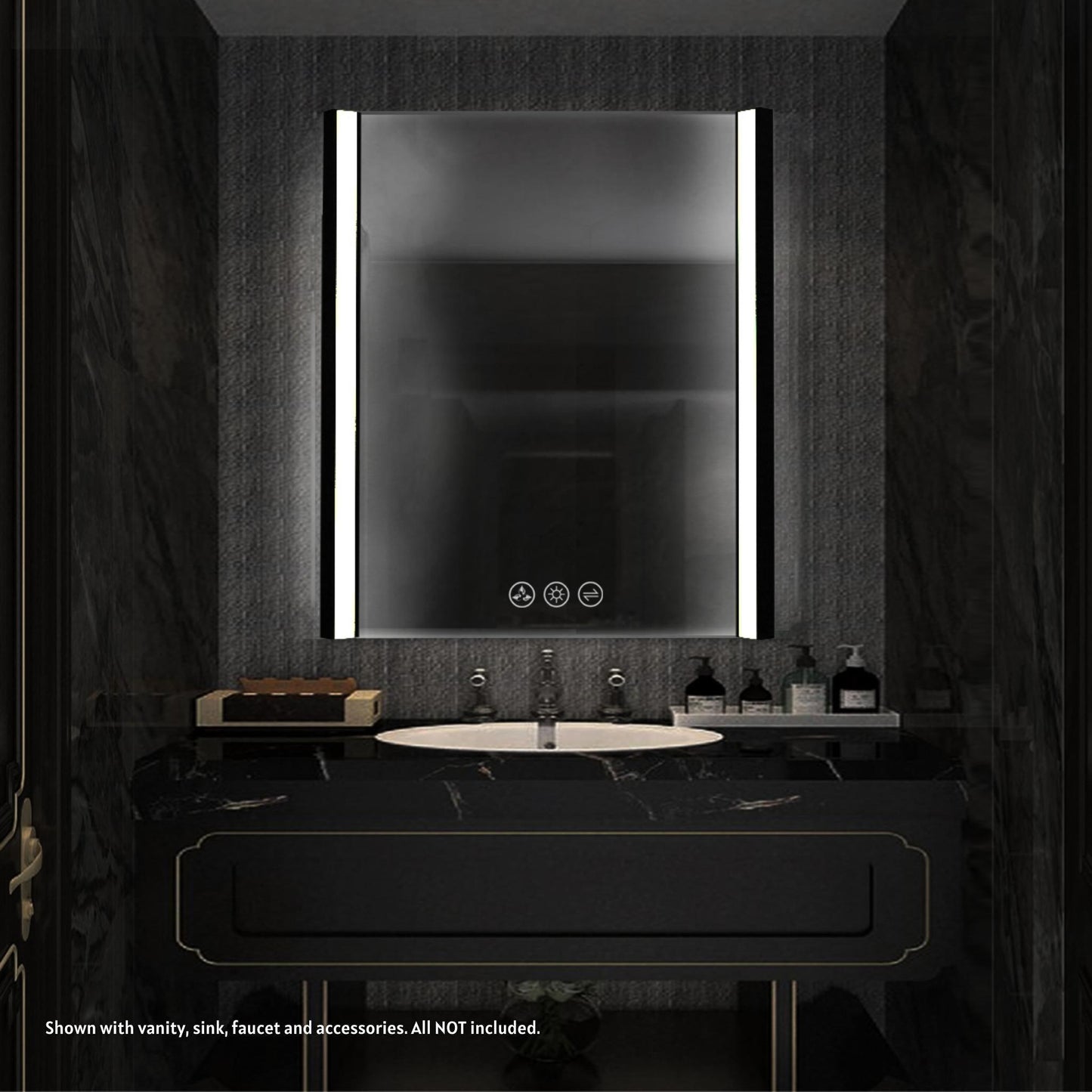 Blossom Binary 30" x 32" Matte Black Wall-Mounted Rectangle LED Mirror