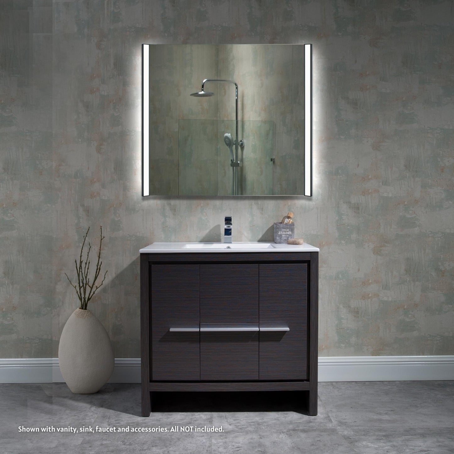 Blossom Binary 36" x 32" Matte Black Wall-Mounted Rectangle LED Mirror