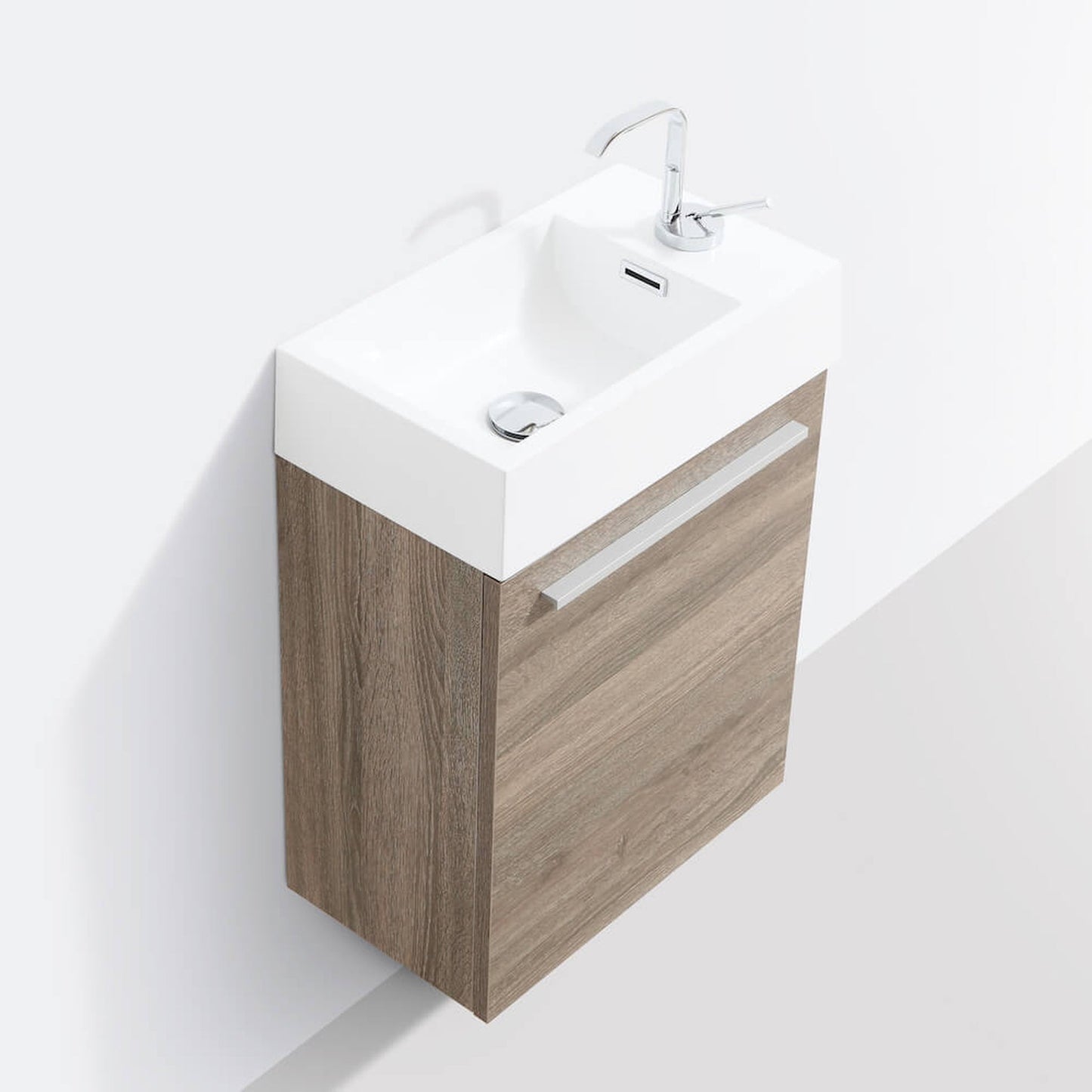 Blossom Colmar 18" 1-Door Cart Oak Wall-Mounted Vanity With Acrylic Top And Integrated Single Sink
