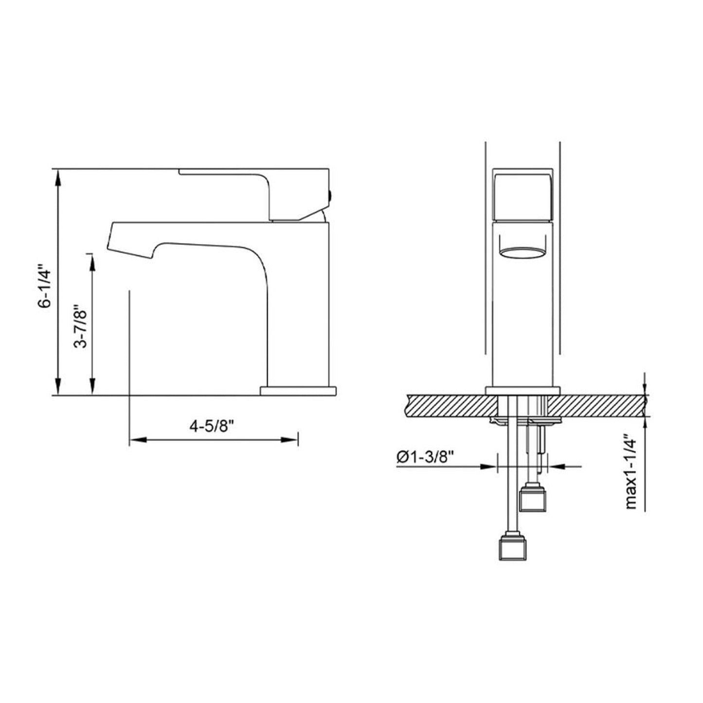 Blossom Diamond Series Sancy 5" x 6" Chrome Lever Handle Bathroom Sink Single Hole Faucet