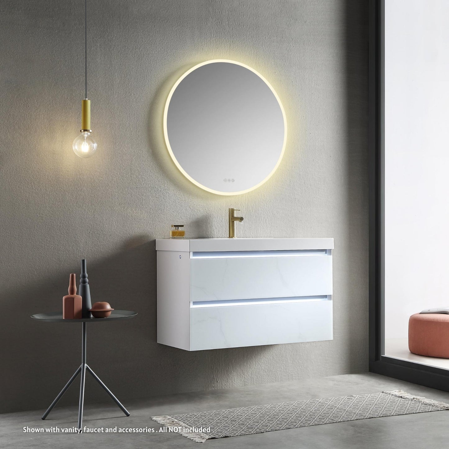 Blossom Orion 24" Wall-Mounted Round LED Mirror With Frosted Sides