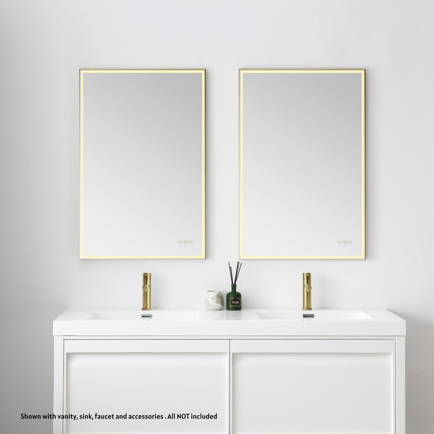 Blossom Stellar 18" x 36" Brushed Gold Hardwired Wall-Mounted Rectangle LED Mirror