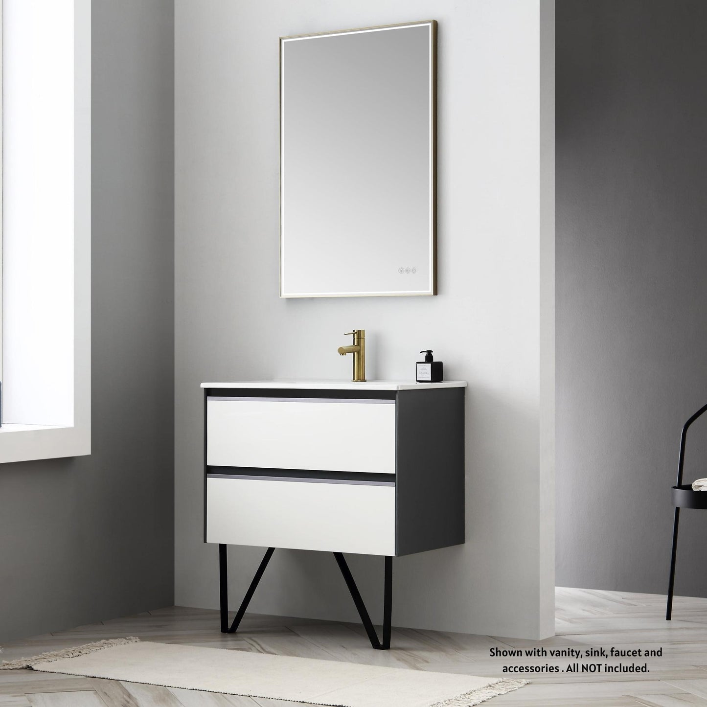 Blossom Stellar 30" x 36" Matte Black Wall-Mounted Rectangle LED Mirror