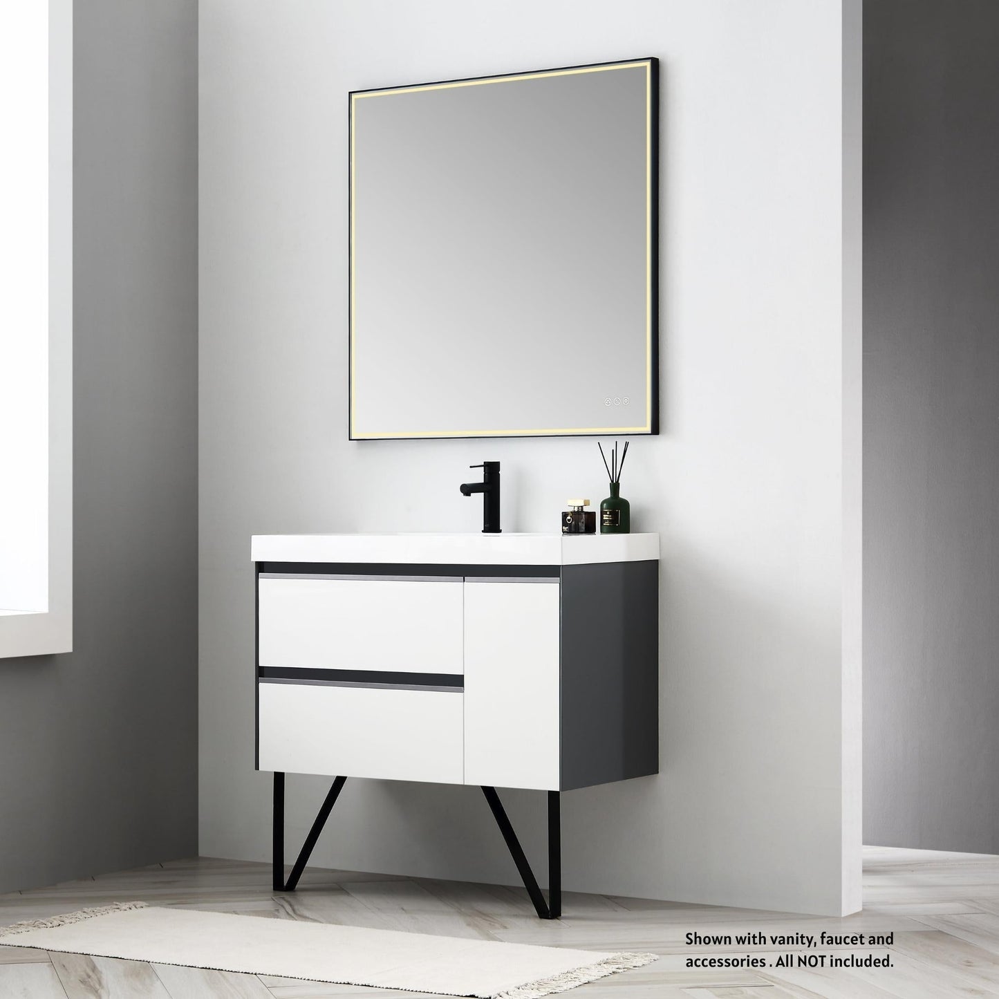 Blossom Stellar 36" x 36" Matte Black Wall-Mounted Square LED Mirror