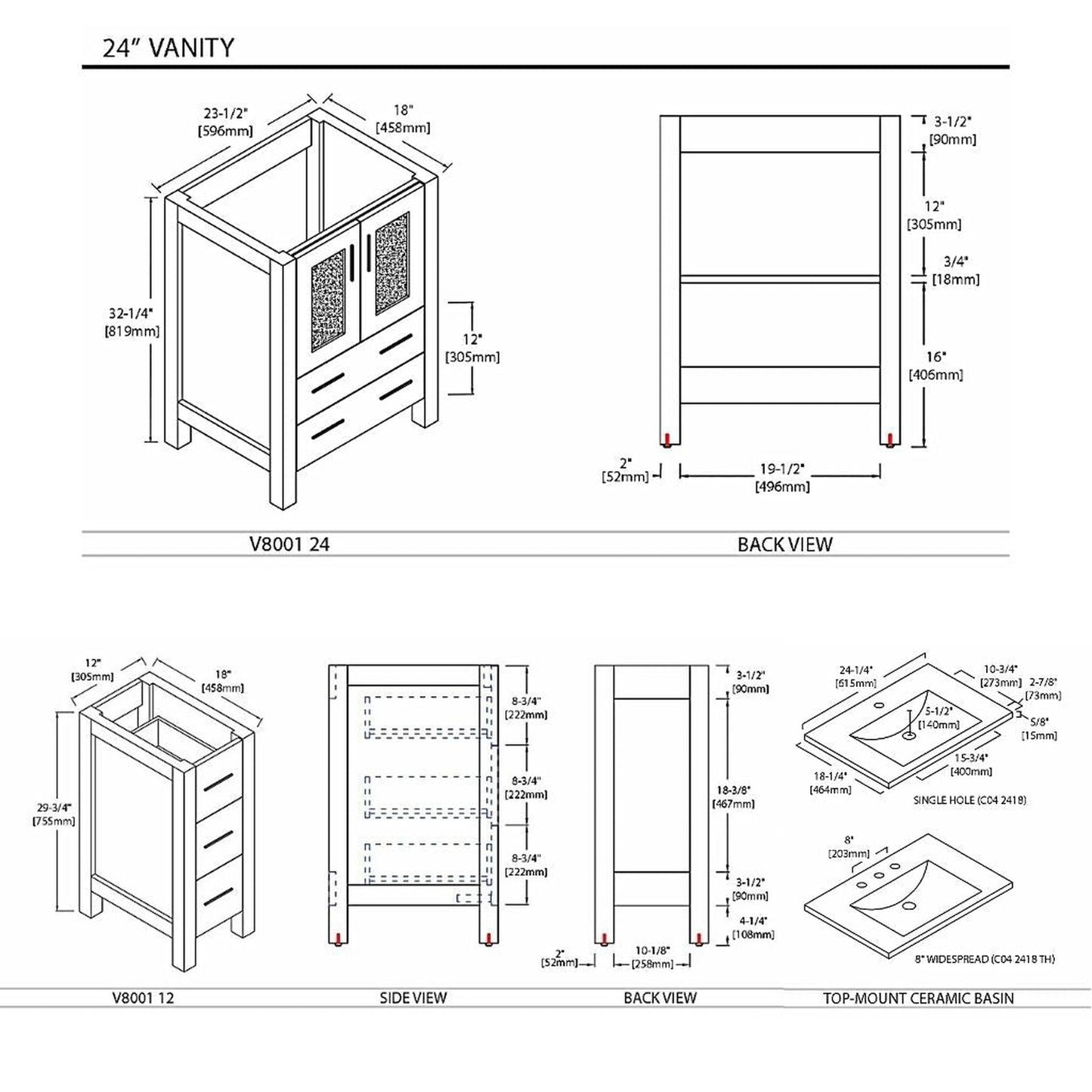 Blossom Sydney 48" Metal Gray Freestanding Vanity Base With Side Cabinet