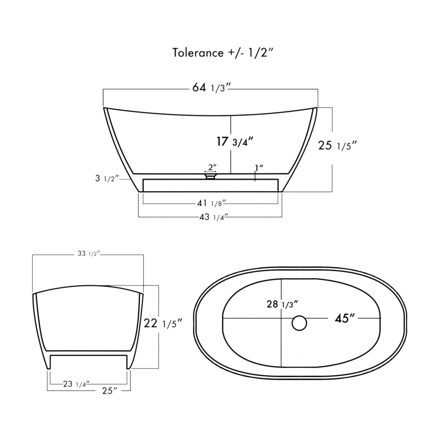 Cambridge Plumbing 65" White Cultured Marble Double Slipper Freestanding Bathtub With No Faucet Holes
