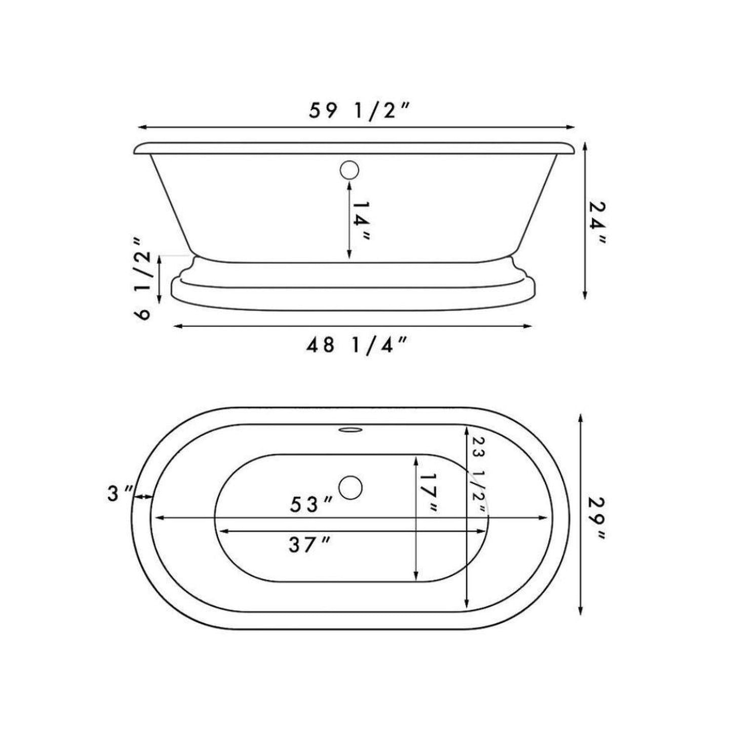 Cambridge Plumbing 70" Hand Painted Copper Bronze Acrylic Double Ended Pedestal Bathtub With No Faucet Holes