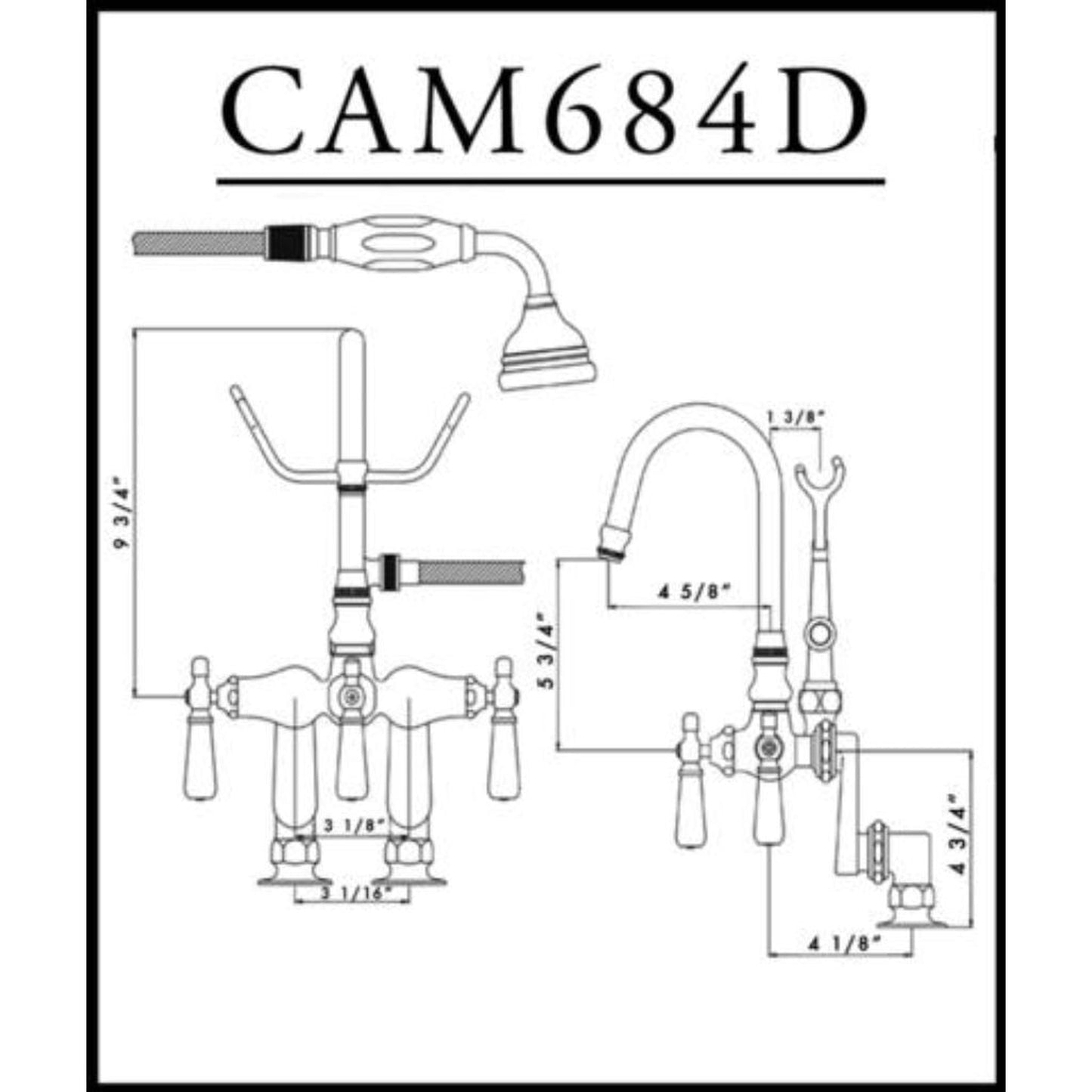 Cambridge Plumbing Oil Rubbed Bronze Deck Mount Porcelain Lever English Telephone Brass Faucet With Hand Held Shower