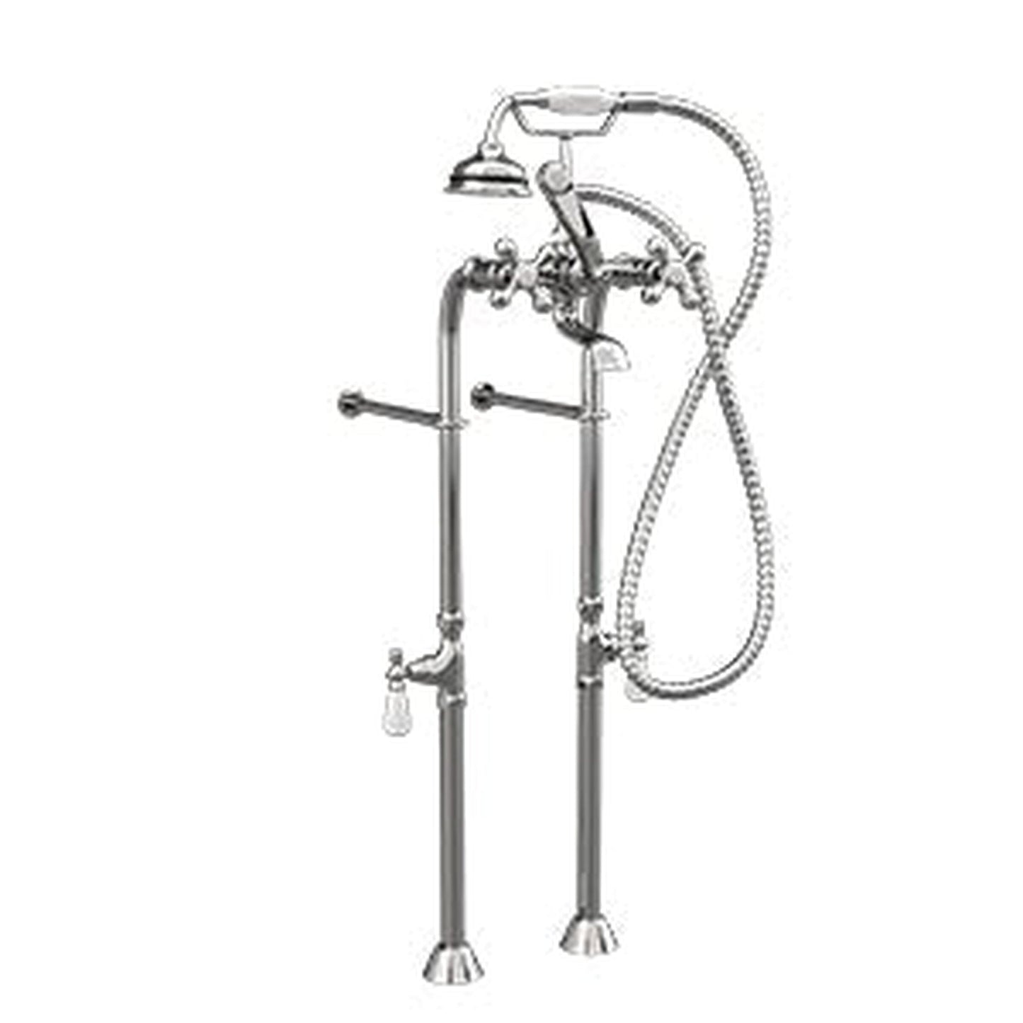 Cambridge Plumbing Polished Chrome Clawfoot Tub Floor Mounted British Telephone Faucet & Hand Held Shower Combo