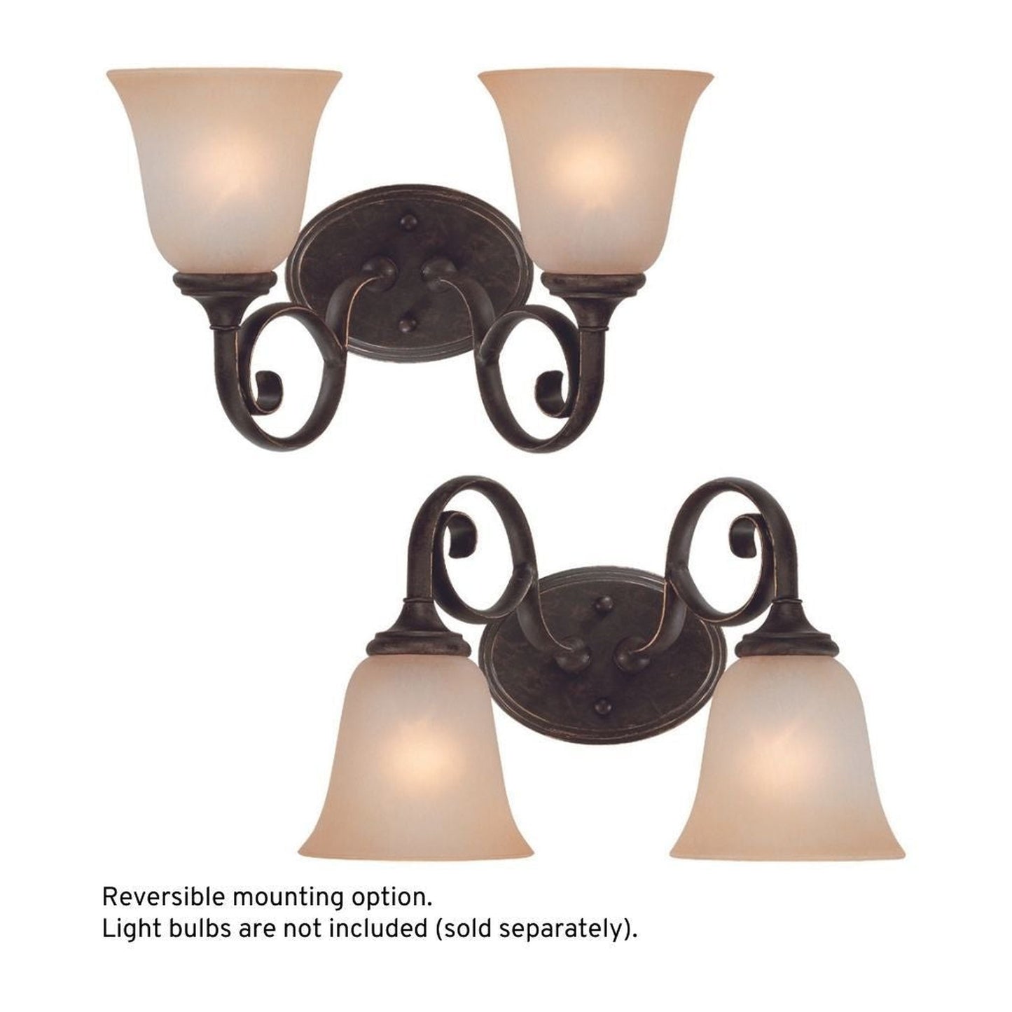 Craftmade Barrett Place 15" 2-Light Mocha Bronze Vanity Light With Light Umber Etched Glass Shades