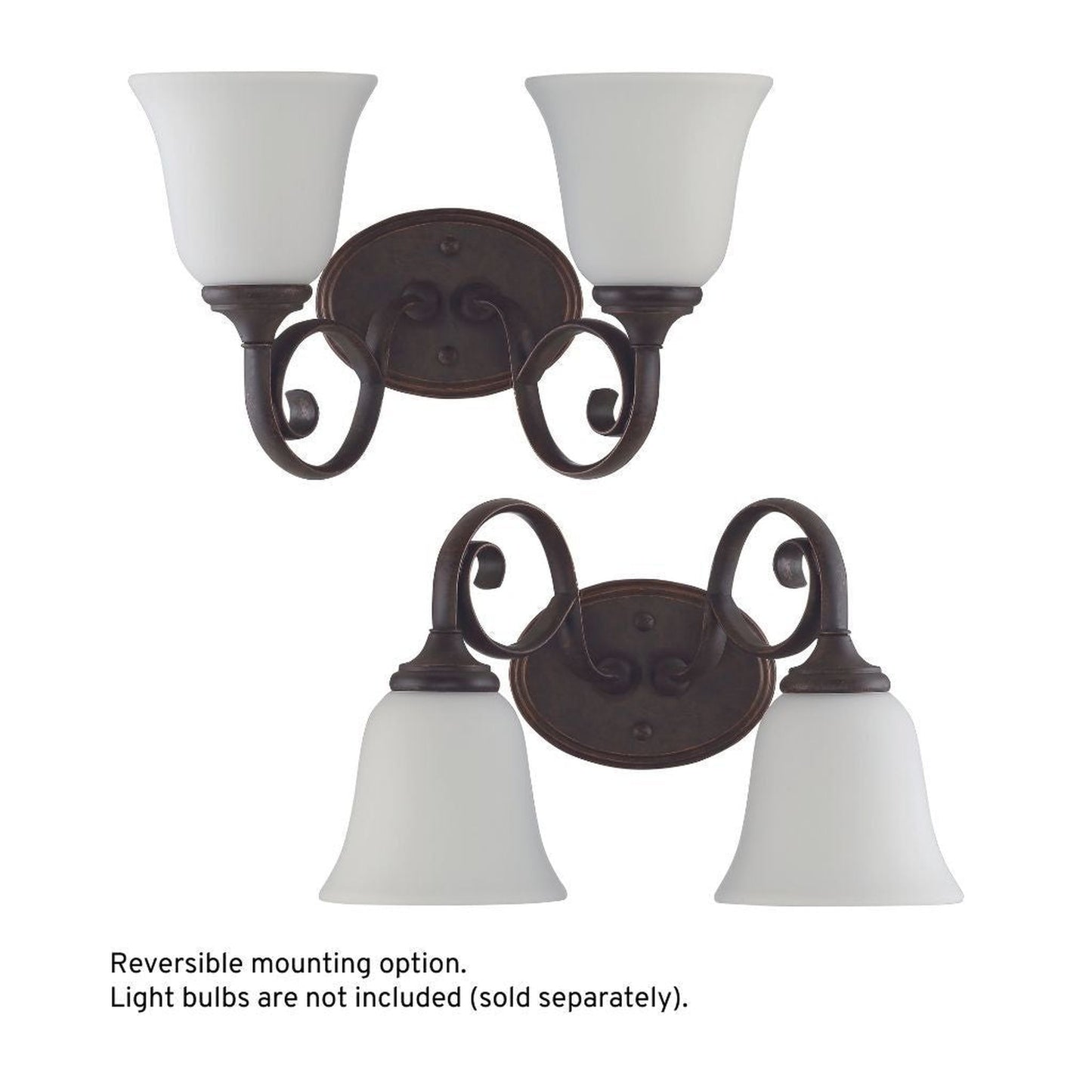 Craftmade Barrett Place 15" 2-Light Mocha Bronze Vanity Light With White Frosted Glass Shades